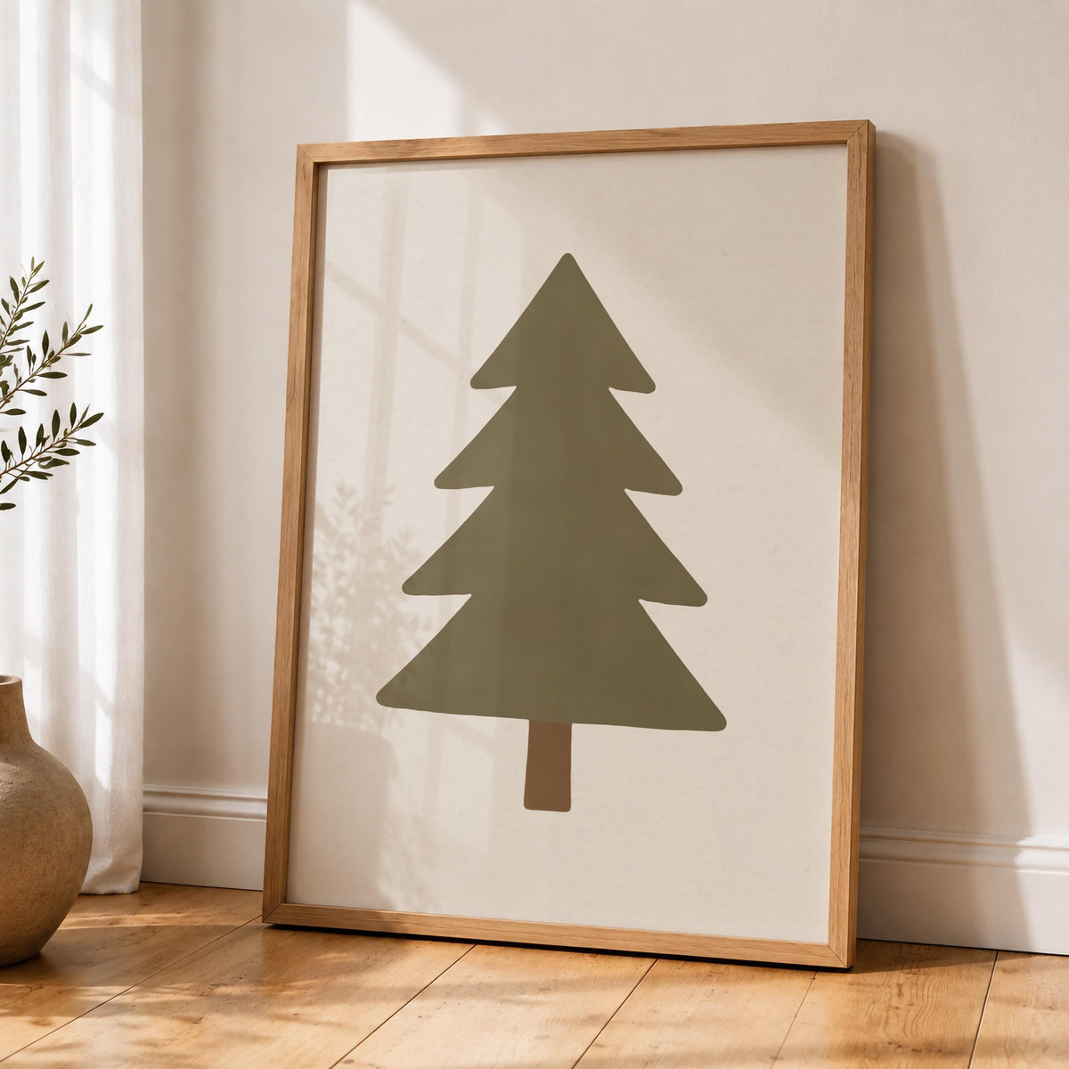 Pine Tree Print | Hand-Painted Minimalist Nature Wall Art | Framed or Unframed