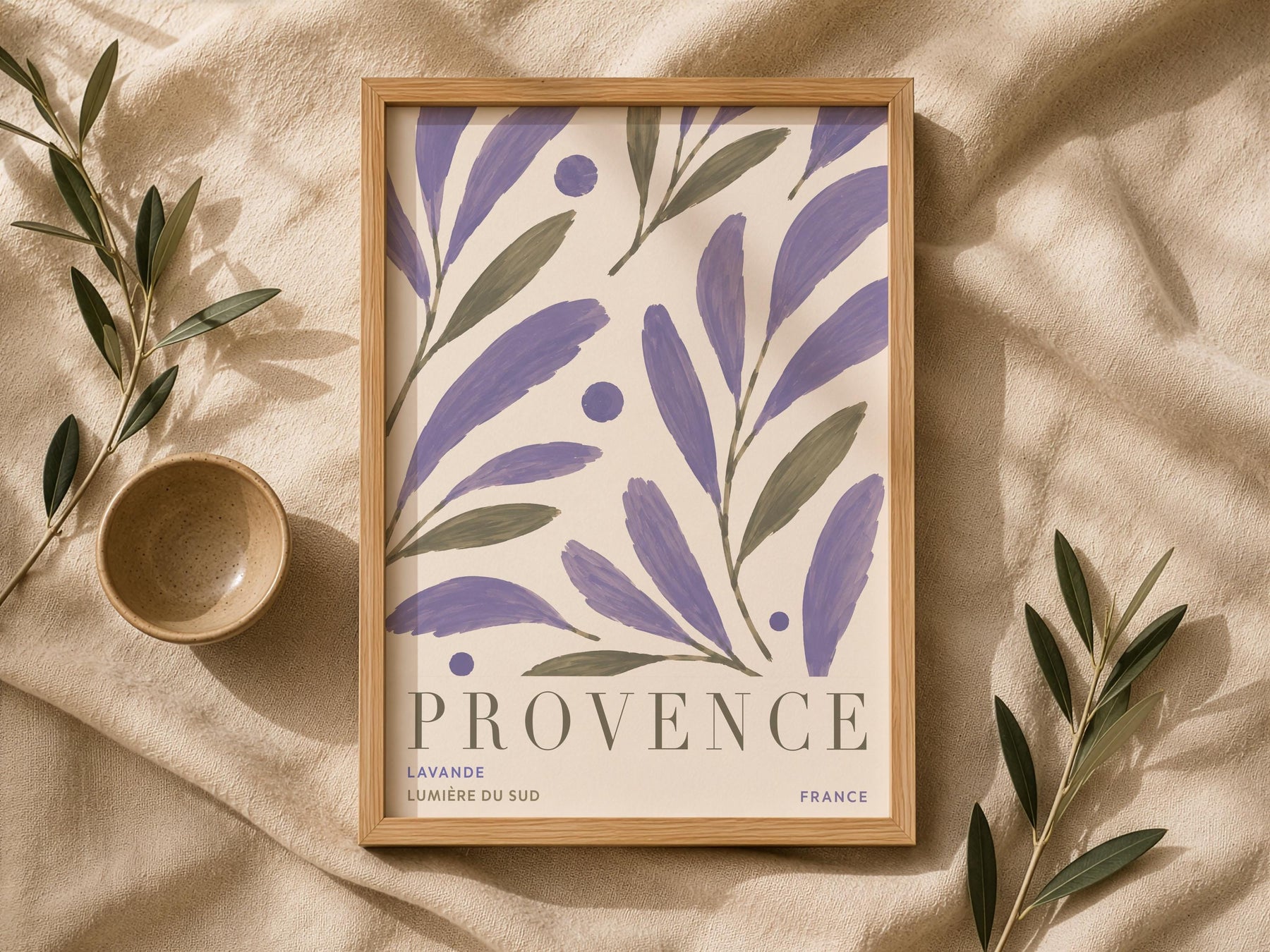 Provence Lavender Print | Hand-Painted Botanical Wall Art, French Countryside Illustration | Framed or Unframed