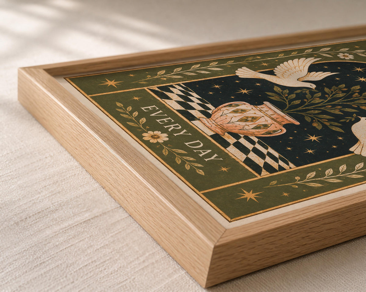Choose Peace Print | Inspirational Celestial Wall Art, Folk Dove Illustration, Framed or Unframed