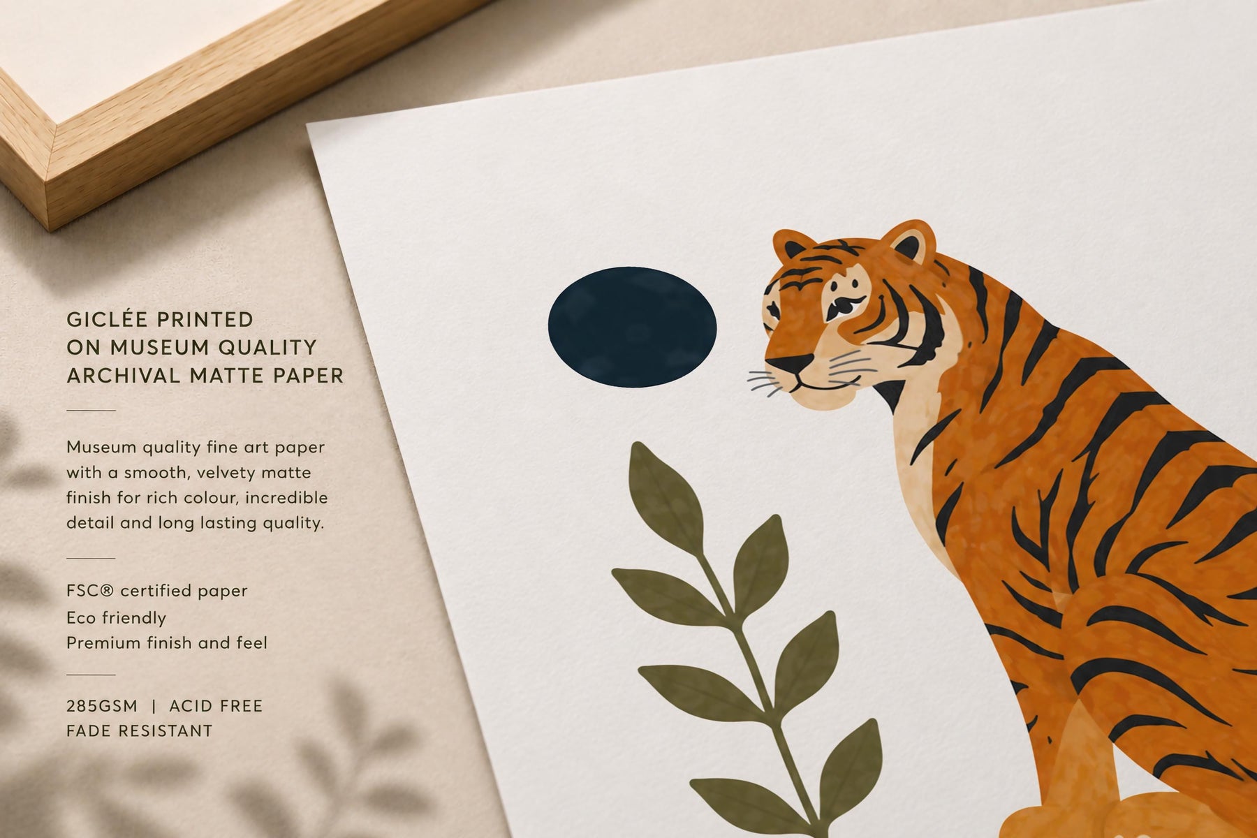 Personalised Tiger Nursery Print | Jungle Animal Illustrated Wall Art | Framed or Unframed