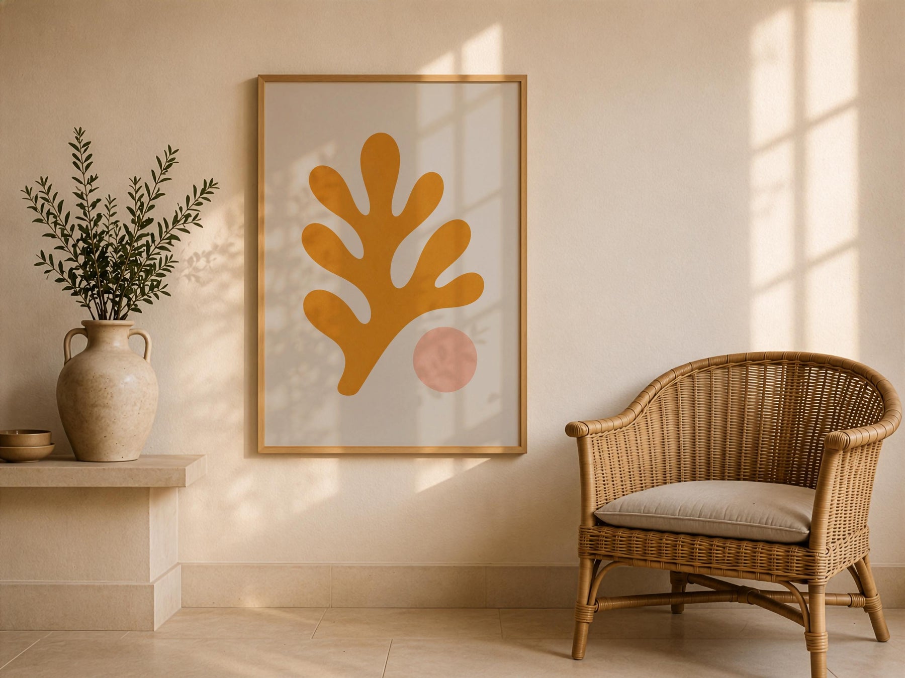 Oro Coral Print | Abstract Botanical Coastal Wall Art (Framed or Unframed)