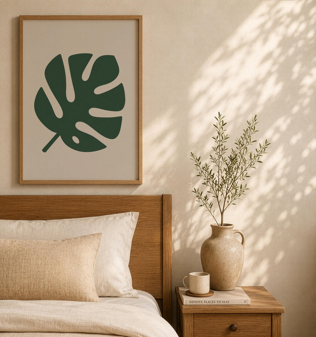Canopy Green Monstera Leaf Print | Tropical Botanical Wall Art, Minimalist Poster | Framed or Unframed