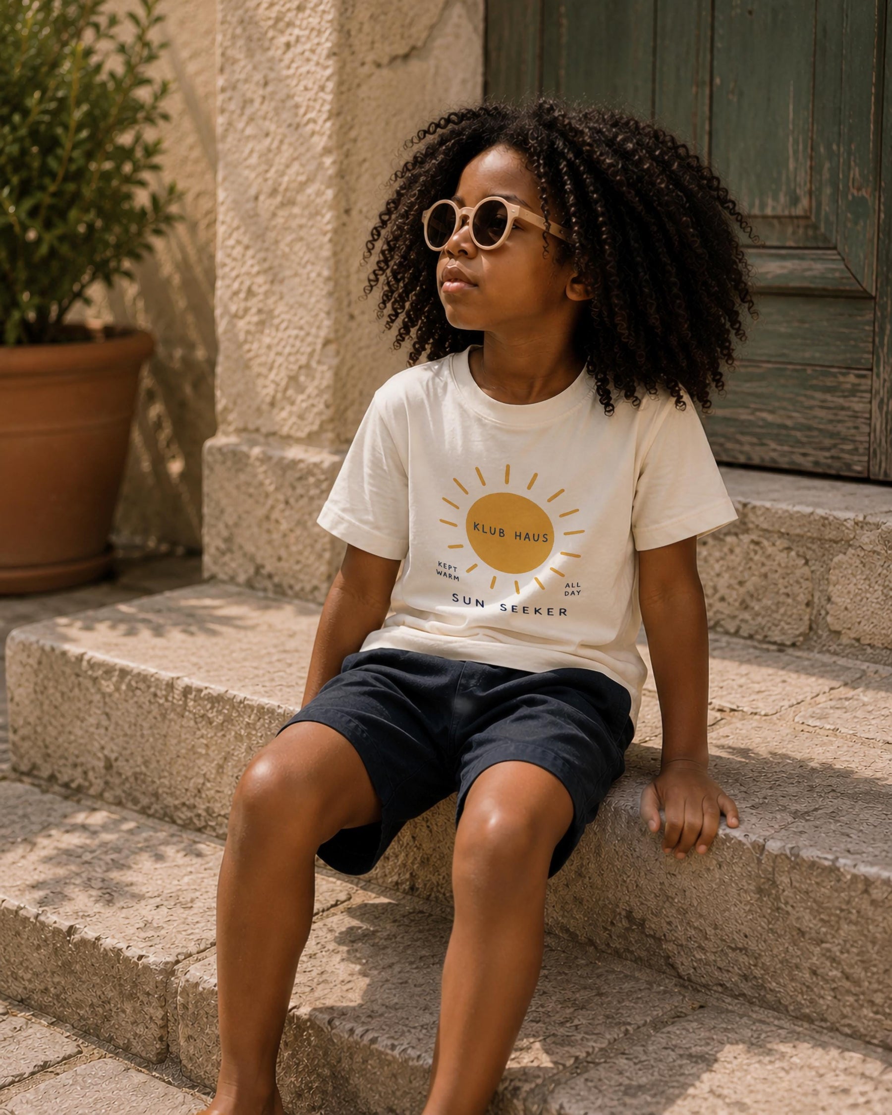 Sun Seeker Kids T-Shirt | Organic Cotton Summer Graphic Tee