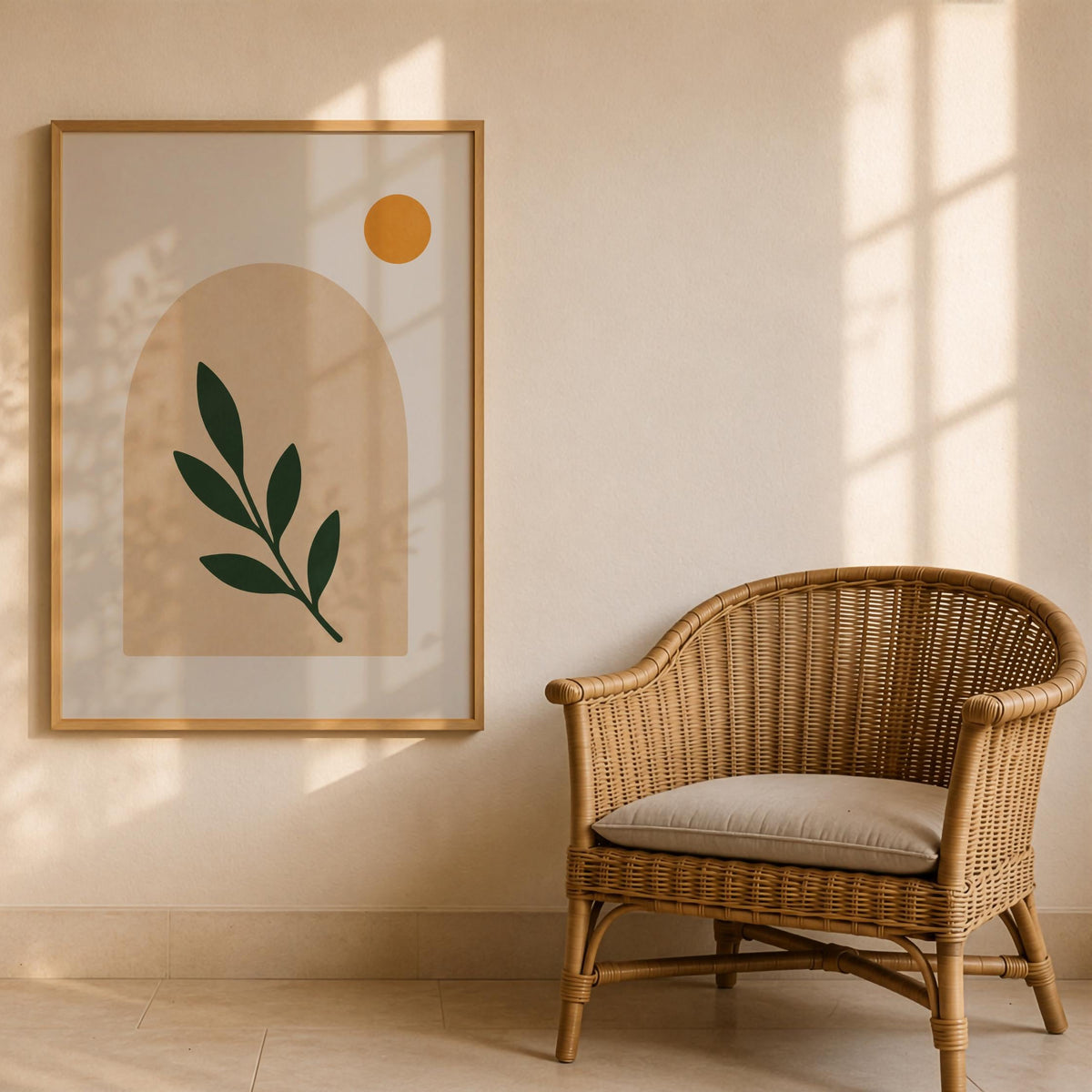 Arco Abstract Archway Botanical Print | Minimalist Leaf Wall Art, Scandinavian Poster | Framed or Unframed