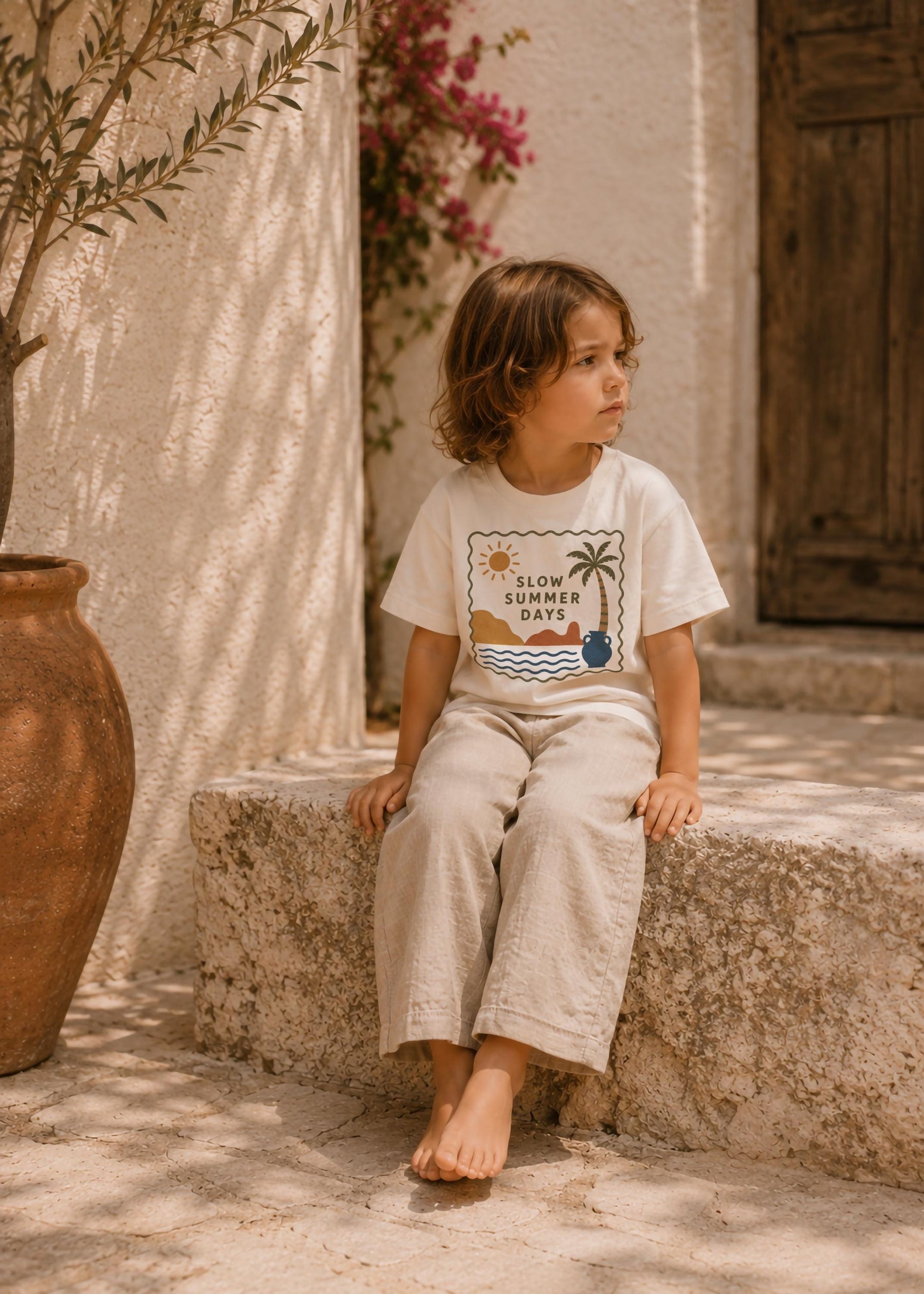 Kids Organic Cotton T-Shirt | Mediterranean Summer Graphic Tee