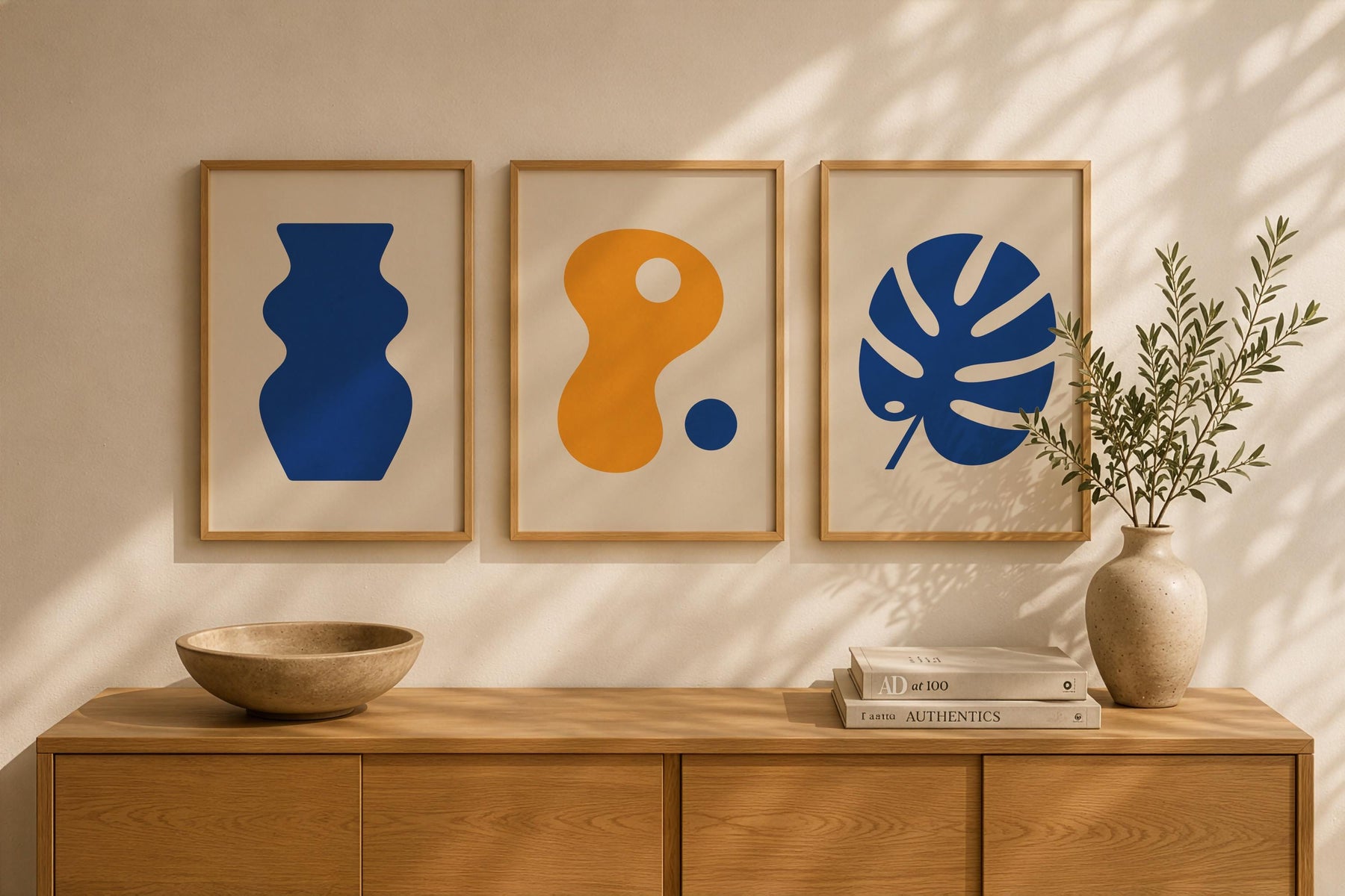 Contour Blue Vase Print | Abstract Minimalist Wall Art, Organic Home Decor | Framed or Unframed