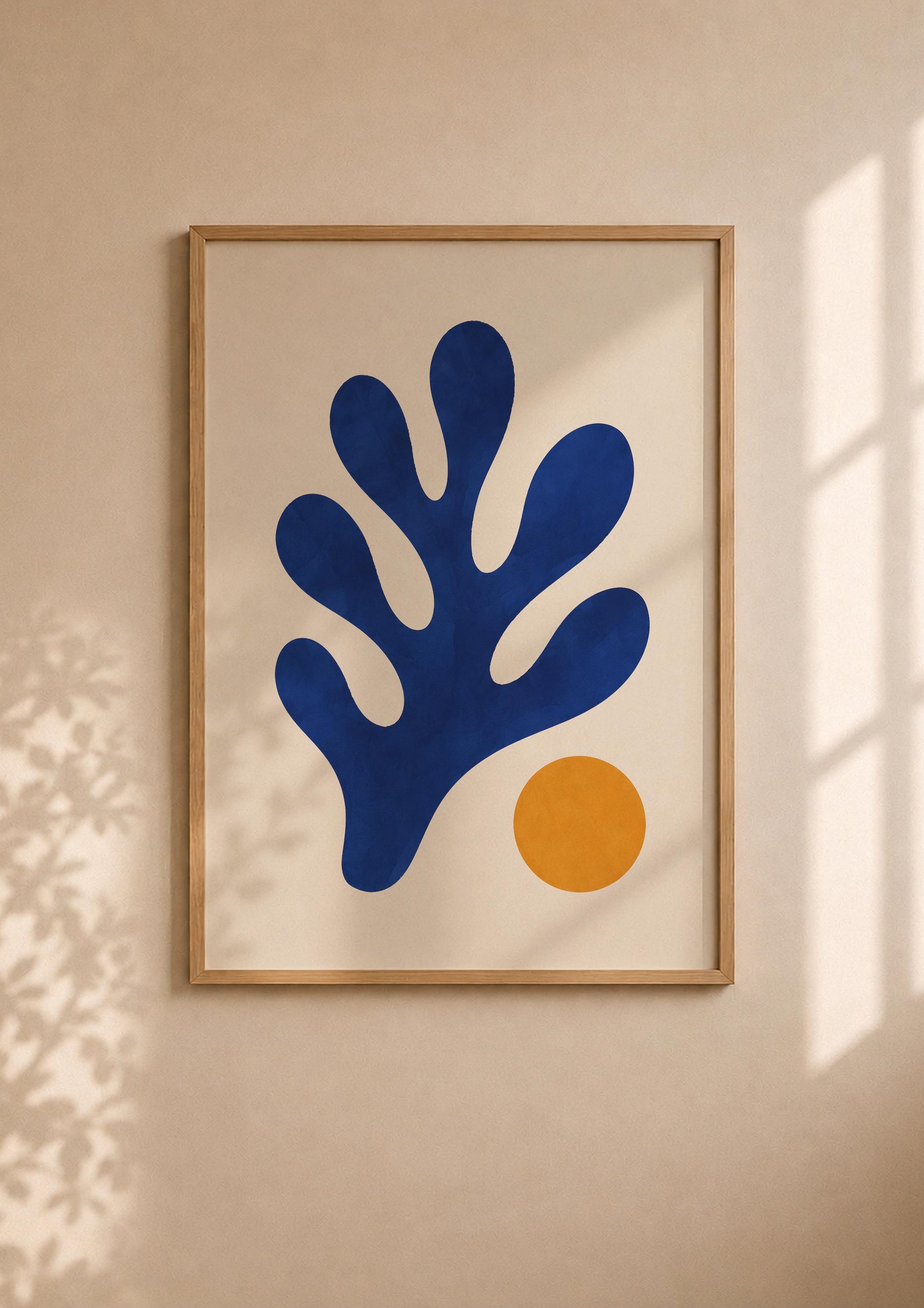 Tide Abstract Blue Coral Print | Matisse Inspired Coastal Wall Art | Framed or Unframed