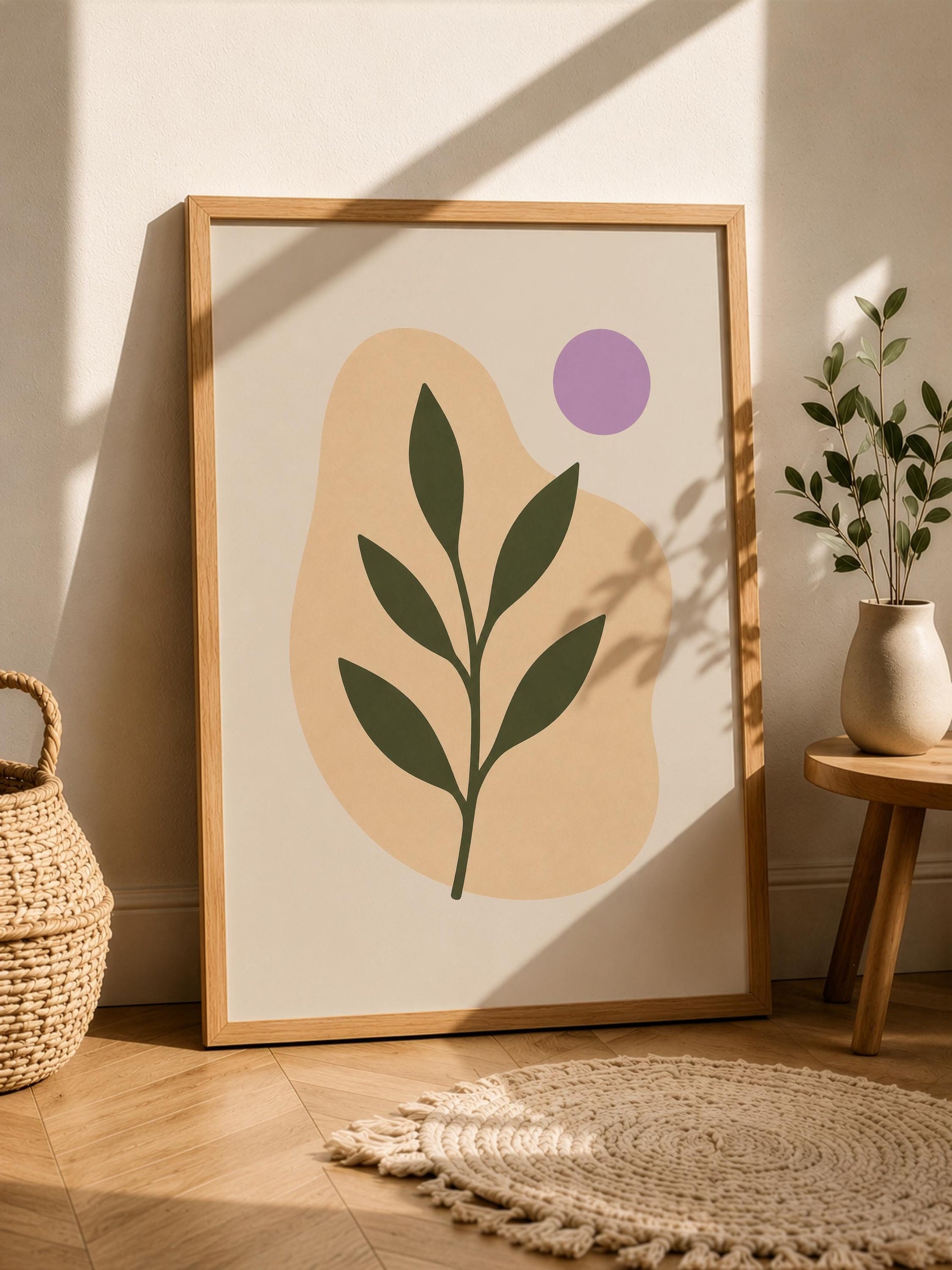 Botanica Abstract Leaf Print | Botanical Organic Modern Wall Art | Framed or Unframed
