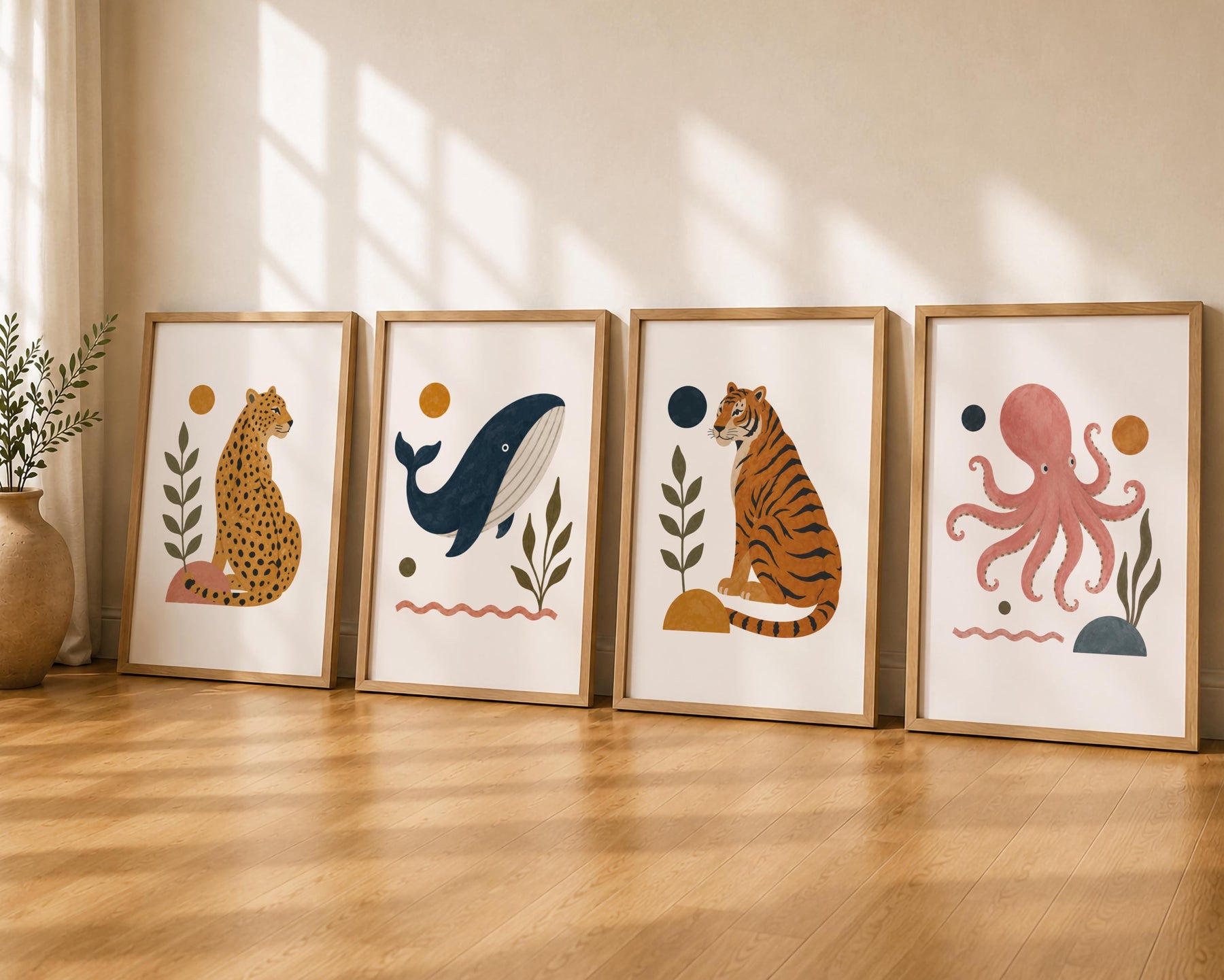 Personalised Tiger Nursery Print | Jungle Animal Illustrated Wall Art | Framed or Unframed