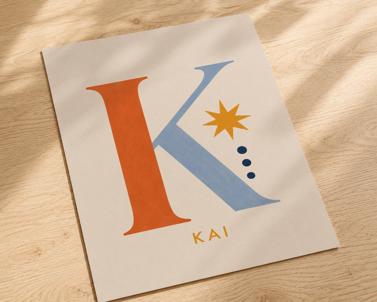 Personalised Alphabet Name Print | Hand-Painted Nursery Kids Room Letter Wall Art | Framed or Unframed