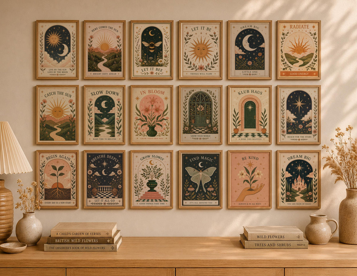 Klub Haus Print | Mediterranean Folk Art Illustration, Archway Star Door Decor | Framed or Unframed
