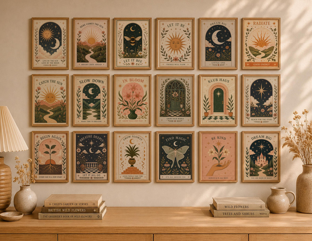 Inspirational Sun Wall Art Print | Folk Illustration, Boho Bedroom Decor | Framed or Unframed