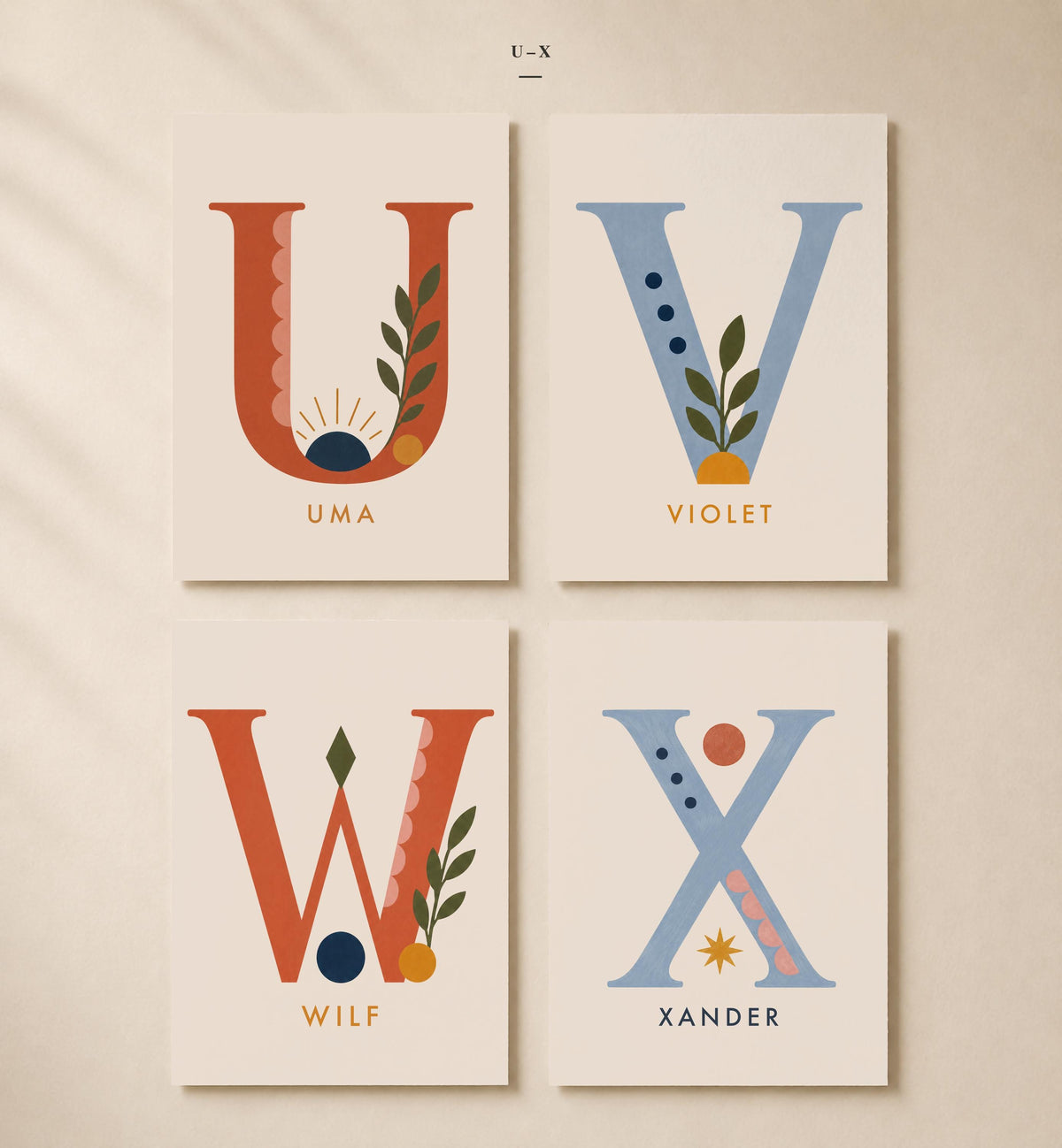 Personalised Alphabet Name Print | Hand-Painted Nursery Kids Room Letter Wall Art | Framed or Unframed