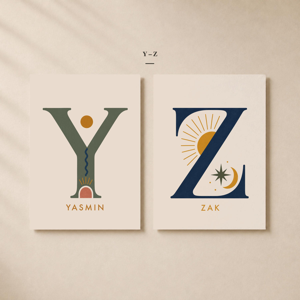 Personalised Alphabet Name Print | Hand-Painted Nursery Kids Room Letter Wall Art | Framed or Unframed