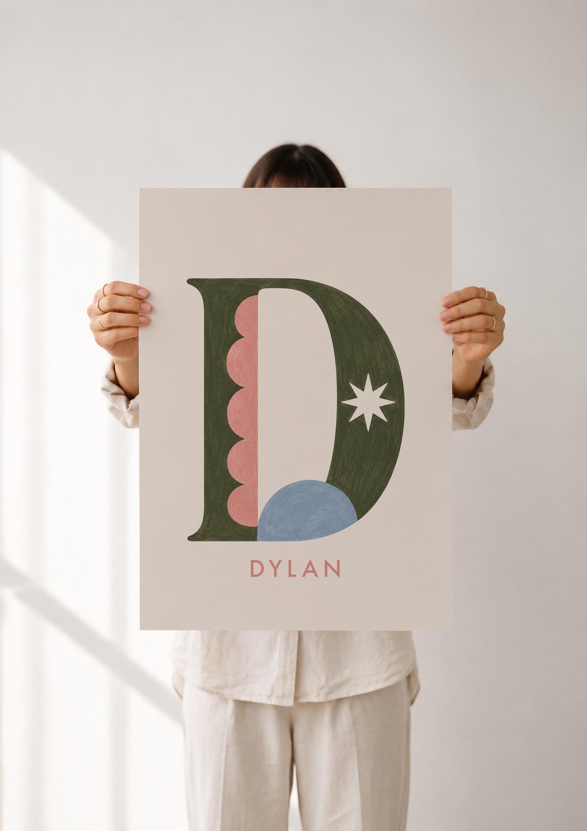 Personalised Alphabet Name Print | Hand-Painted Nursery Kids Room Letter Wall Art | Framed or Unframed