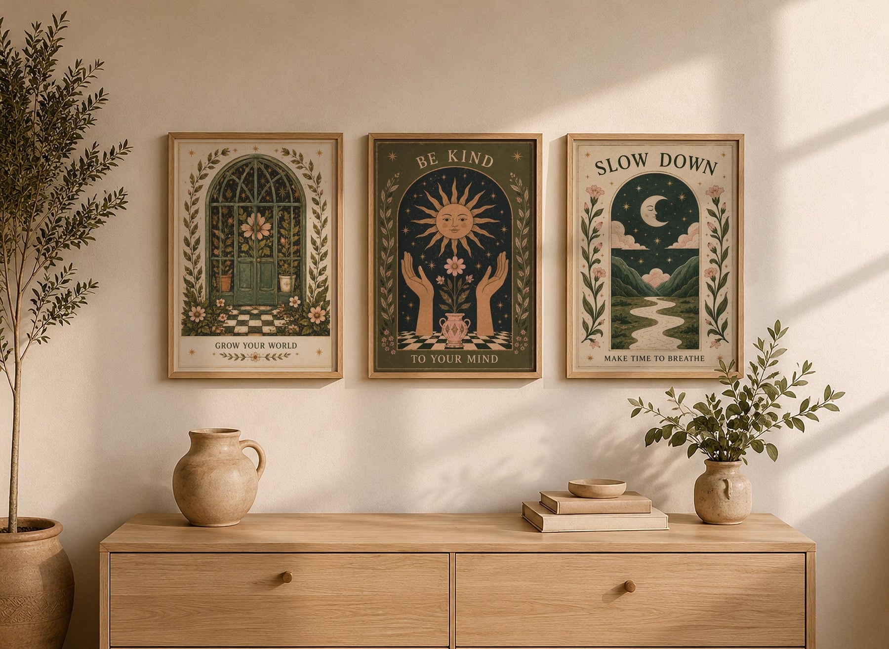 Celestial Sun Folk Art Print | Inspirational Illustrated Wall Decor | Framed or Unframed