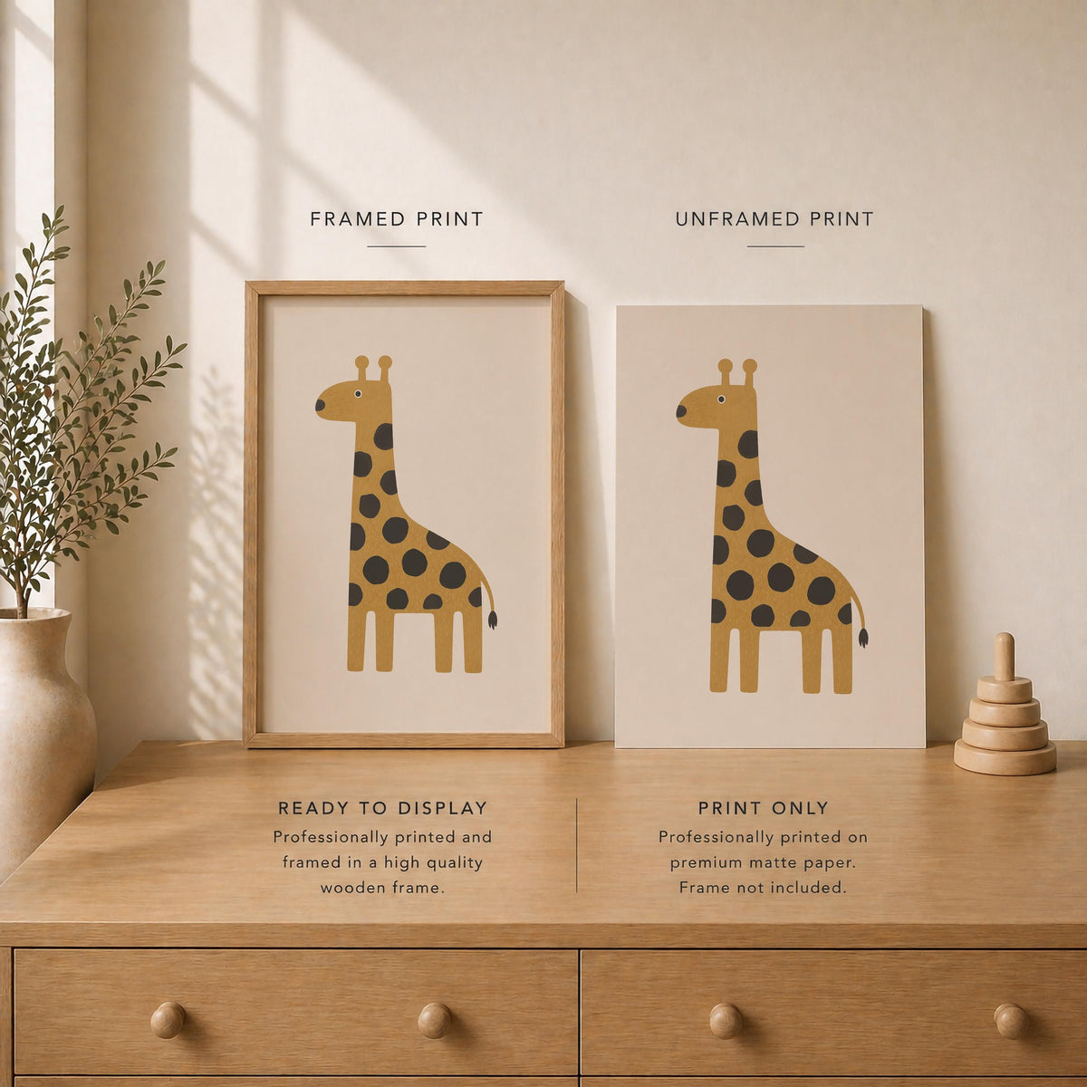 Giraffe Wall Art Print | Scandinavian Safari Animal Print, Neutral Kids Room & Nursery Decor
