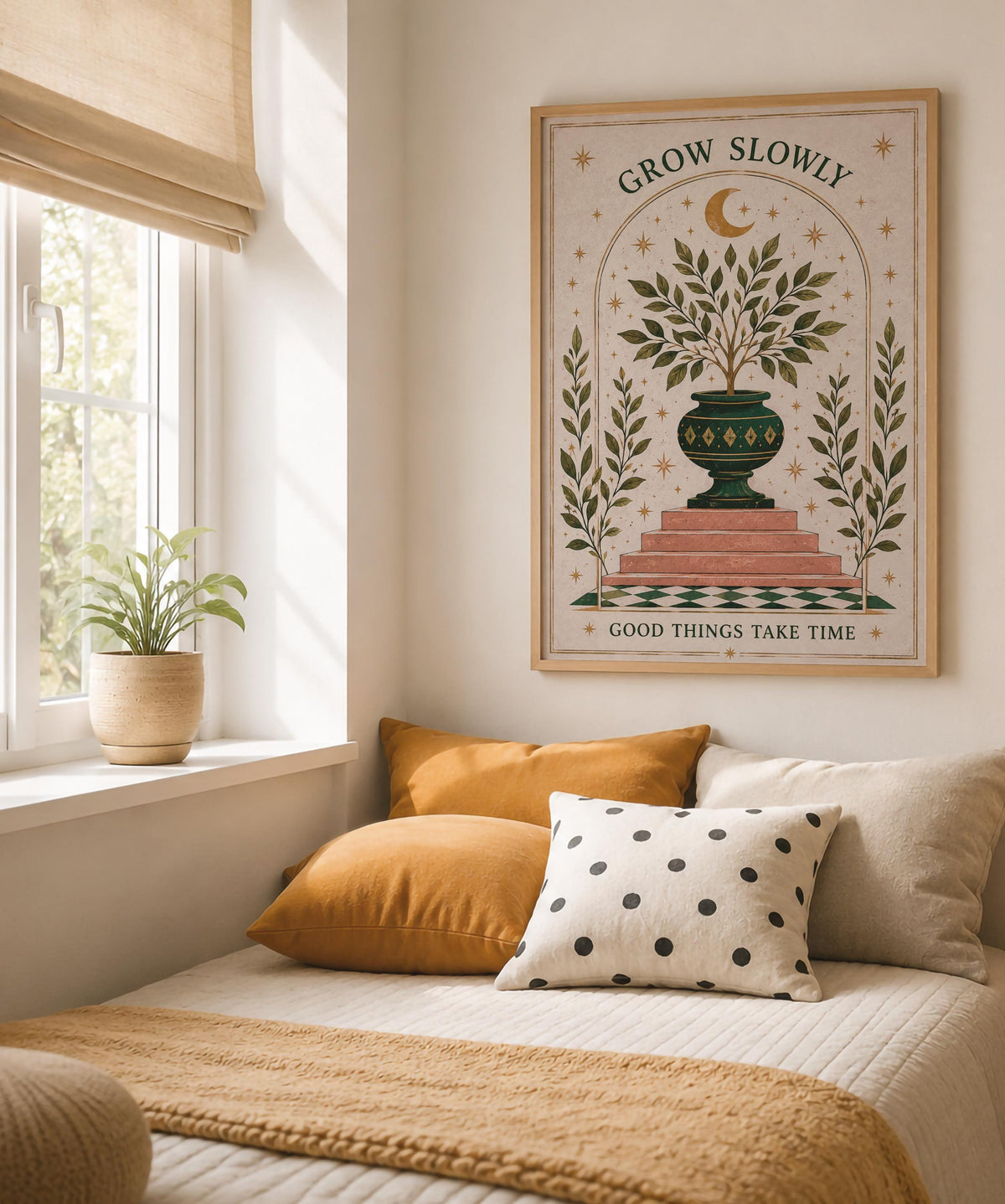 Olive Tree Botanical Print | Inspirational Celestial Folk Nursery Wall Art | Framed or Unframed