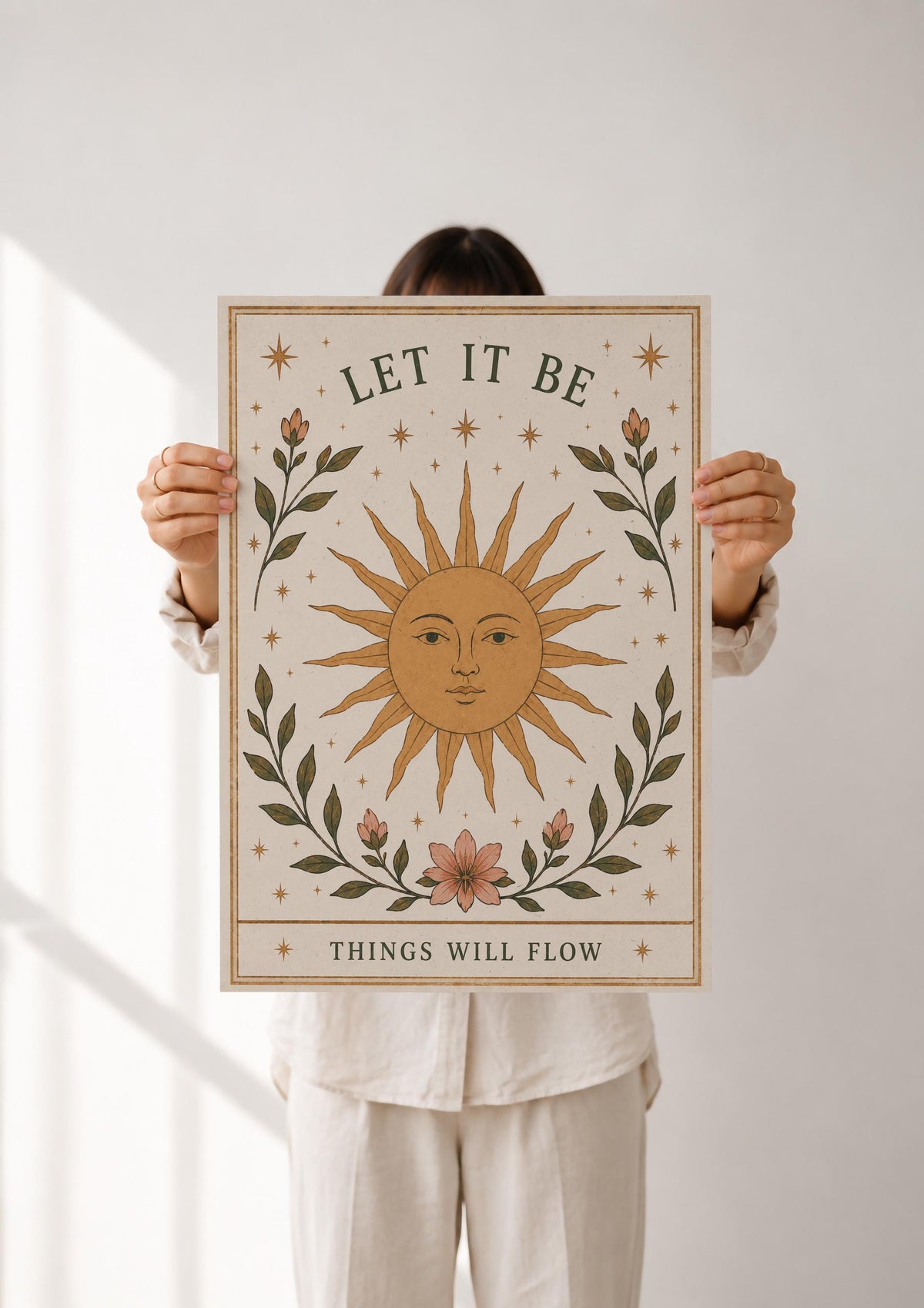 Inspirational Sun Wall Art Print | Folk Illustration, Boho Bedroom Decor | Framed or Unframed