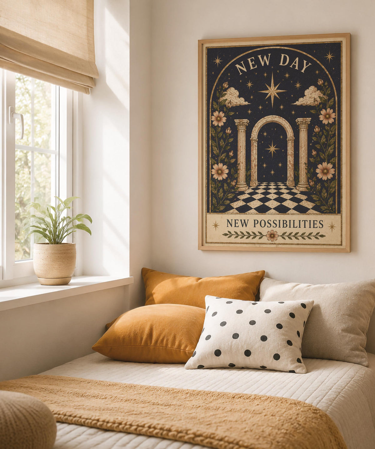 Celestial Folk Art Print | Inspirational Positive Message Wall Art | Framed or Unframed