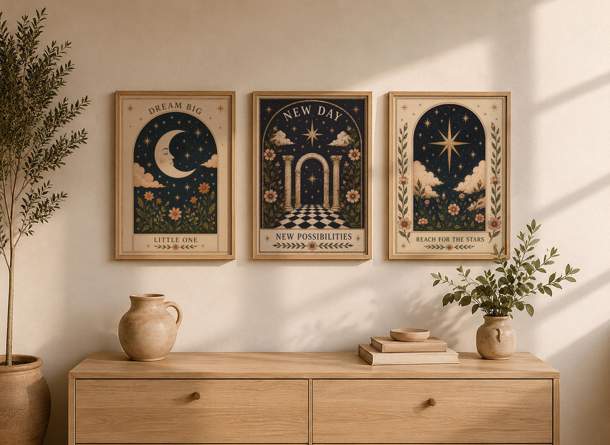 Celestial Folk Art Print | Inspirational Positive Message Wall Art | Framed or Unframed