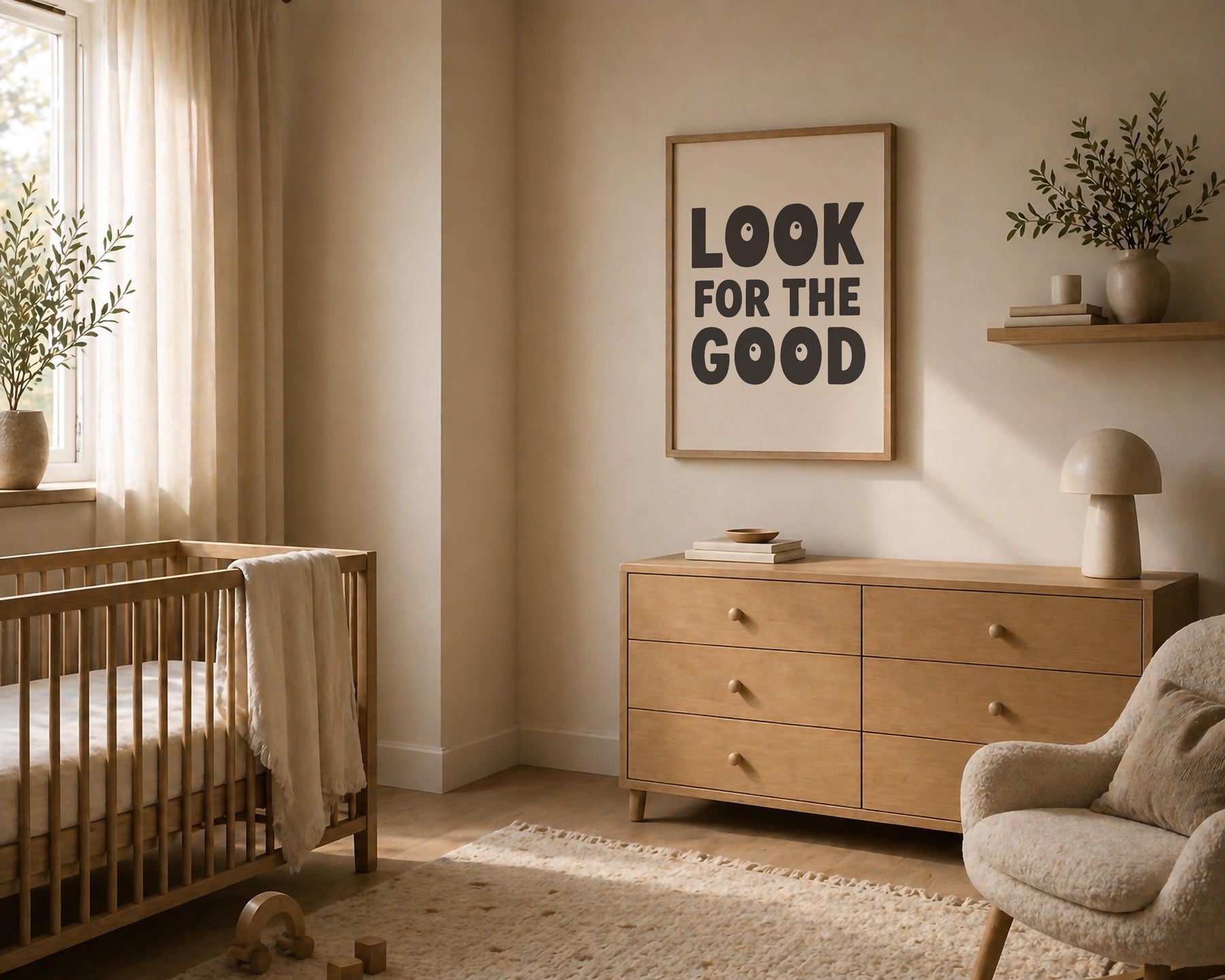 Positive Typography Print | Look For The Good | Modern Hand-Painted Wall Art | Framed or Unframed