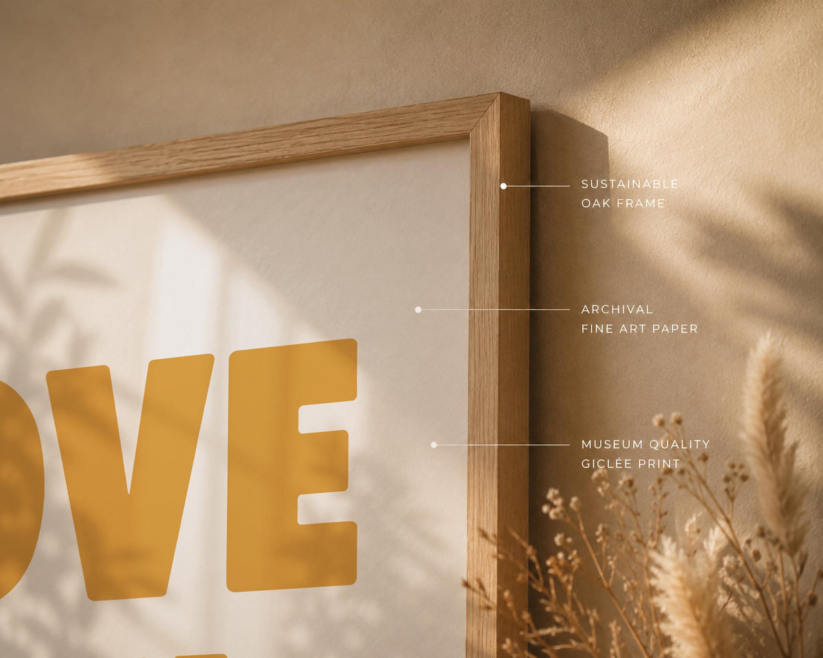 Love You, Bye Typography Print | Modern Hand-Painted Wall Art | Framed or Unframed