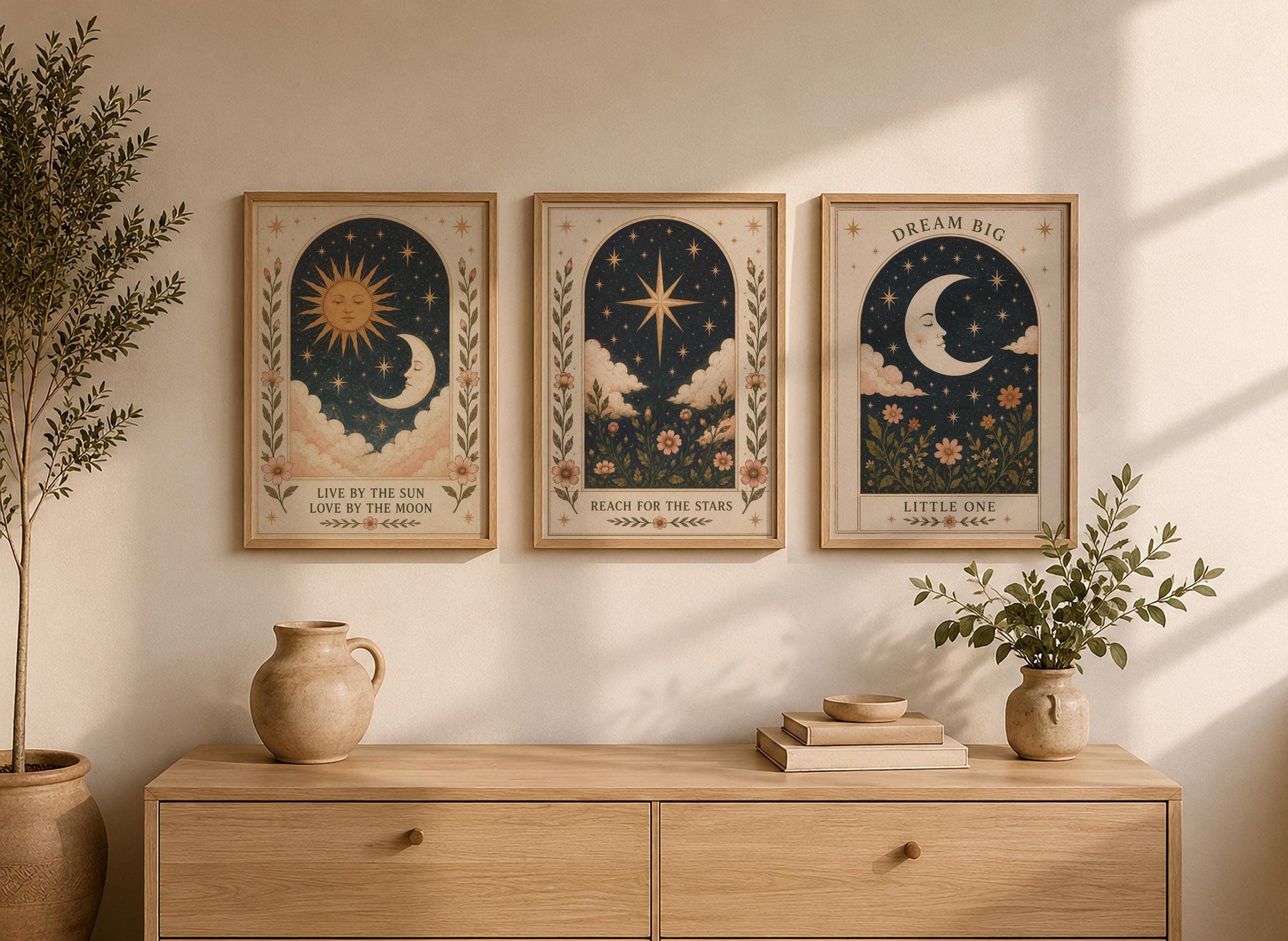 Celestial Starry Sky Print | Positive Message Inspirational Folk Art Illustration | Framed or Unframed