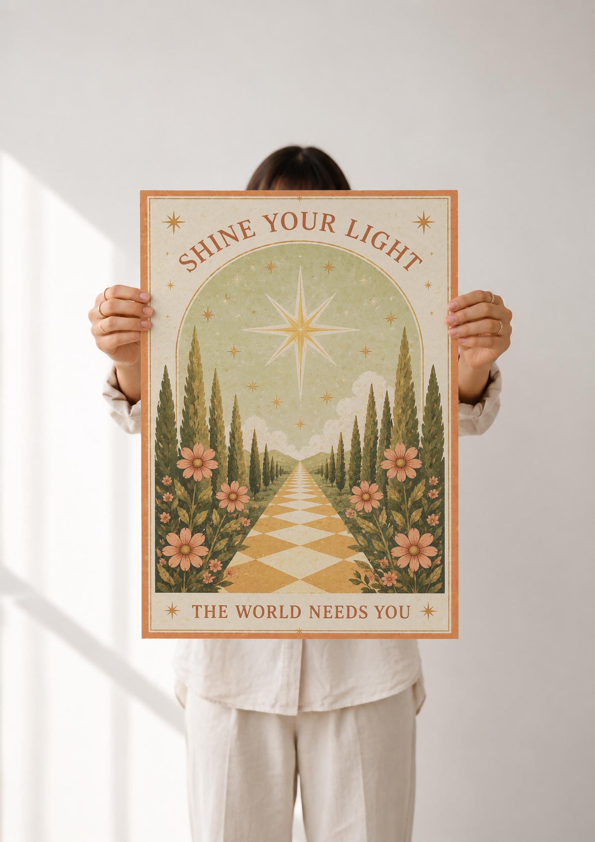 Celestial Folk Art Print | Positive Message Inspirational Star Illustration | Framed or Unframed