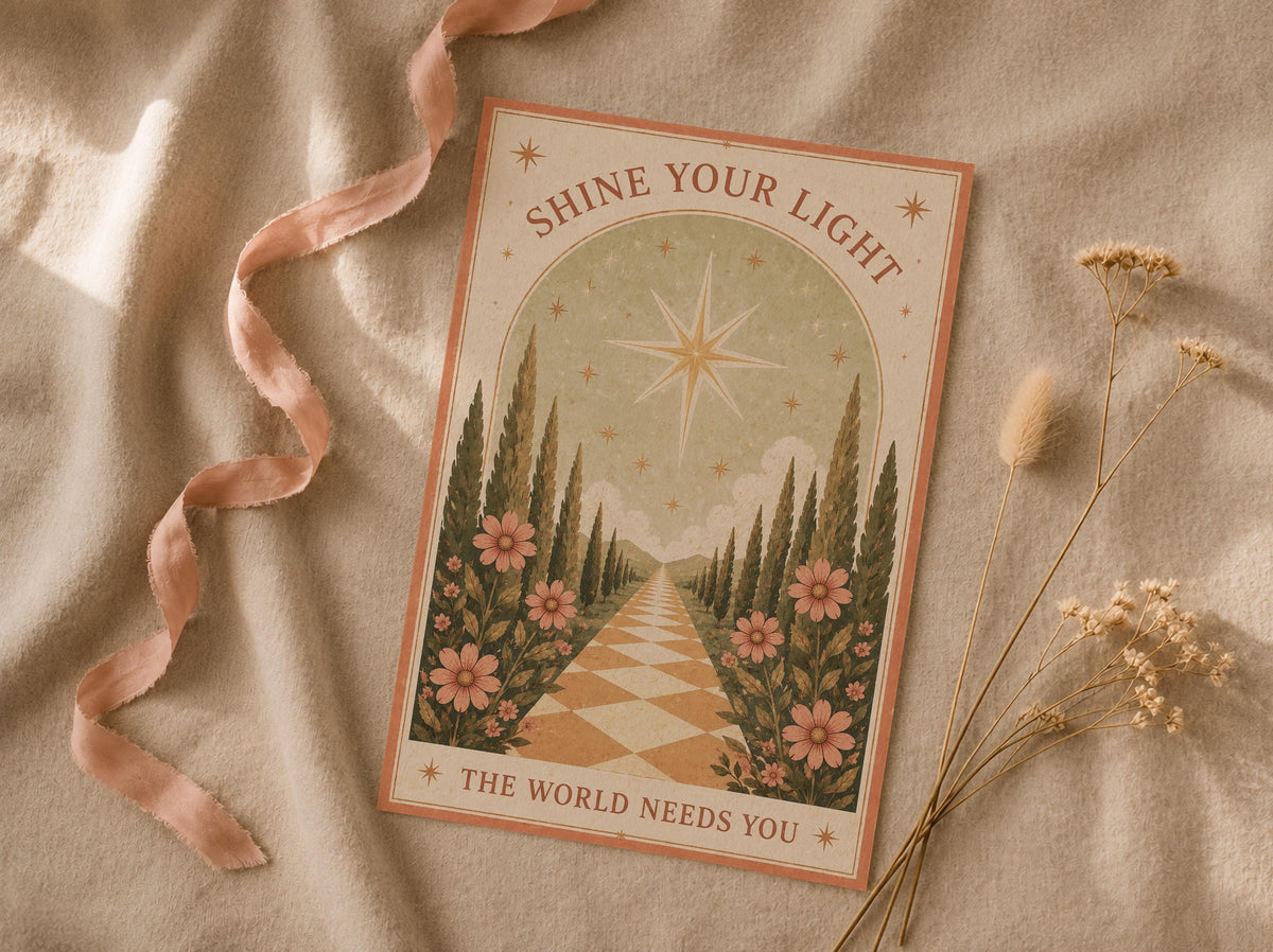 Celestial Folk Art Print | Positive Message Inspirational Star Illustration | Framed or Unframed