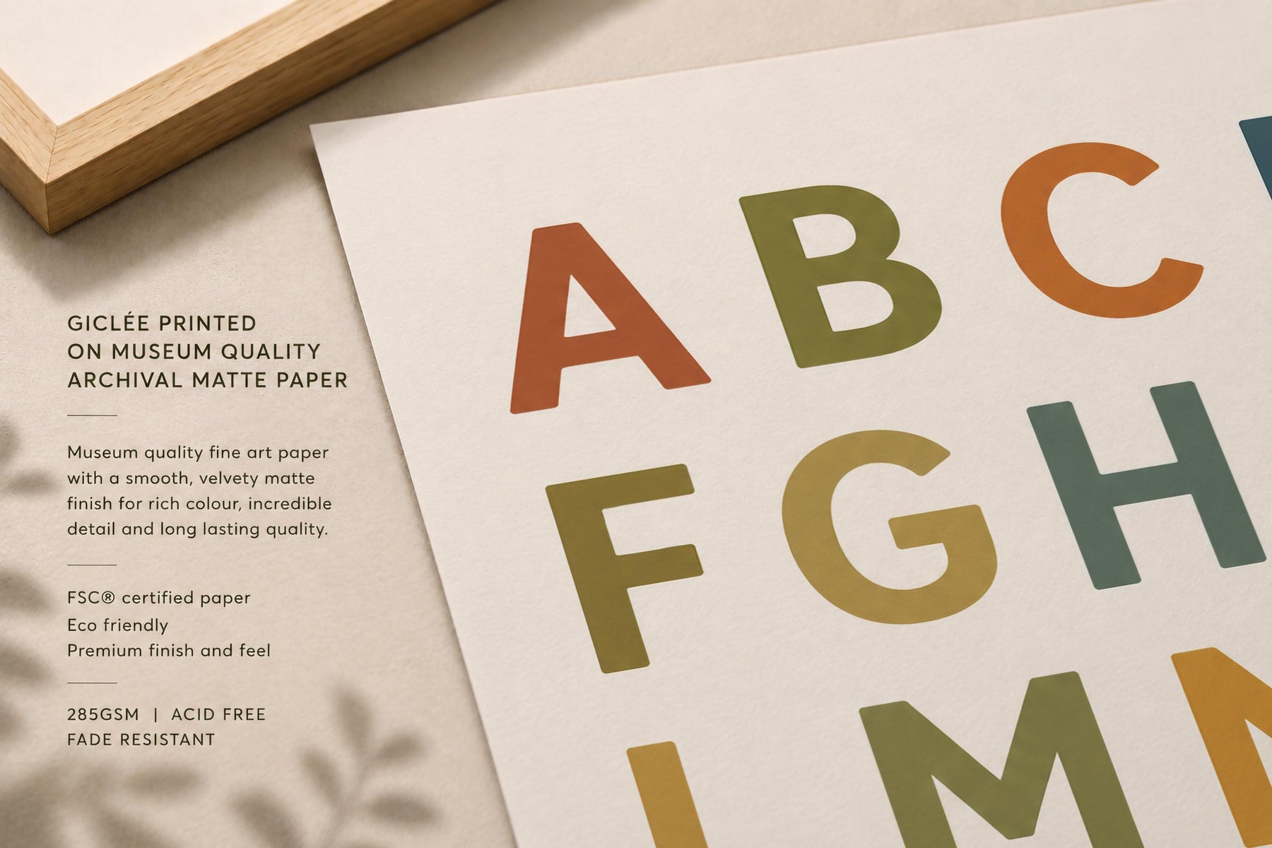 Colourful Alphabet Print | Modern ABC Nursery Decor, Educational Kids Wall Art | Framed or Unframed