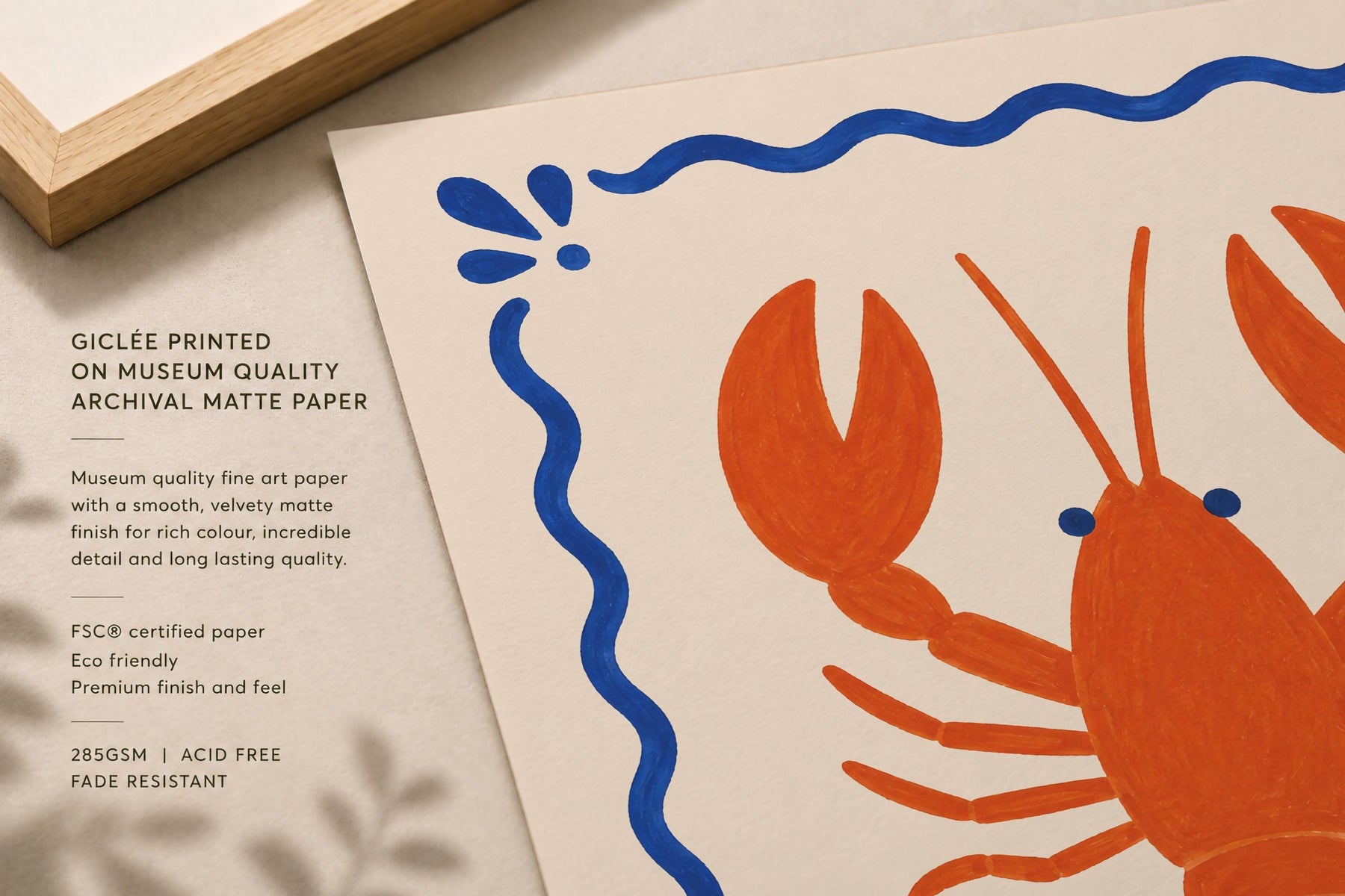 Hand-Painted Lobster Print | Coastal Beach House Decor | Framed or Unframed