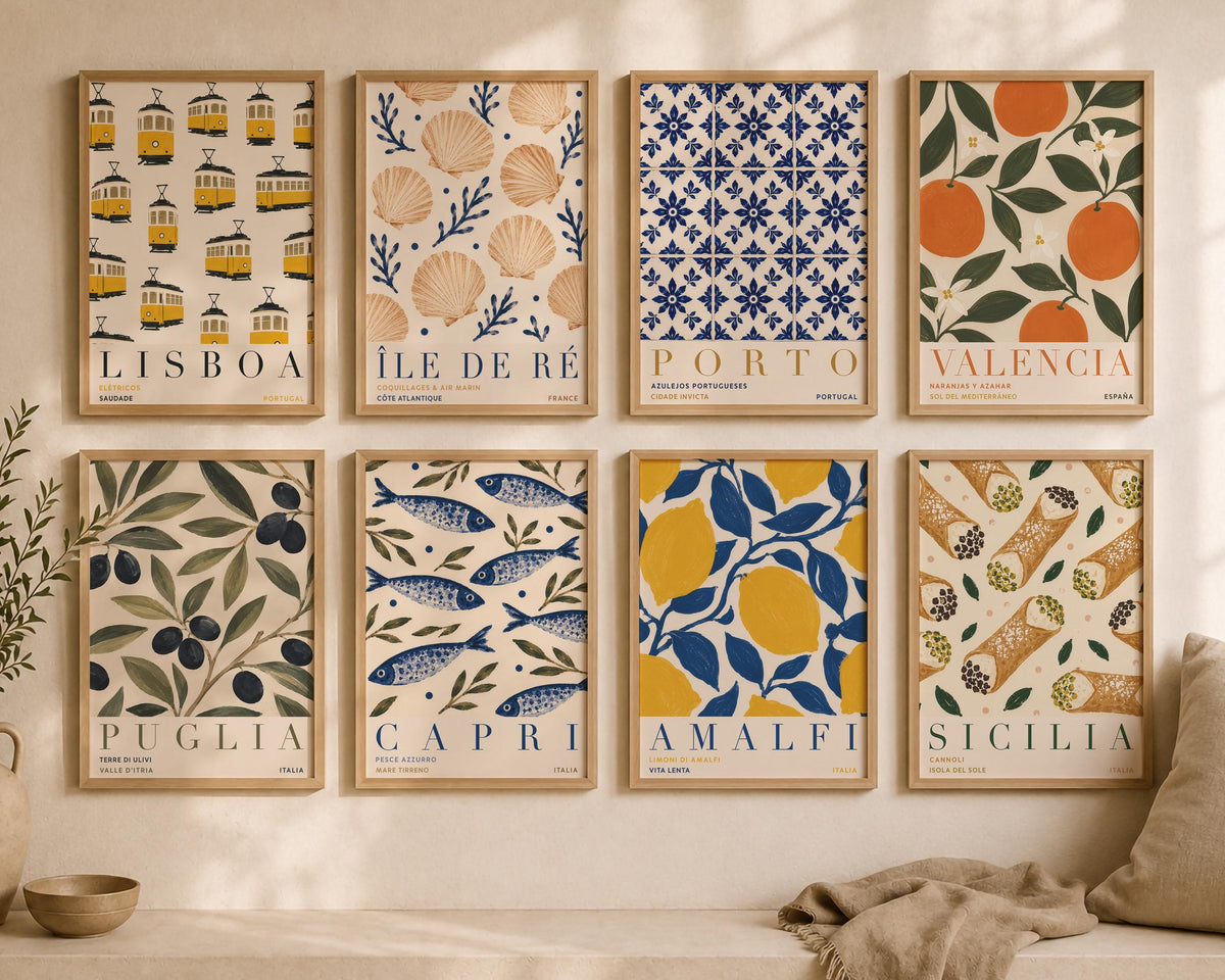 Amalfi Coast Lemon Print | Hand-Painted Italian Travel Poster Wall Art | Framed or Unframed