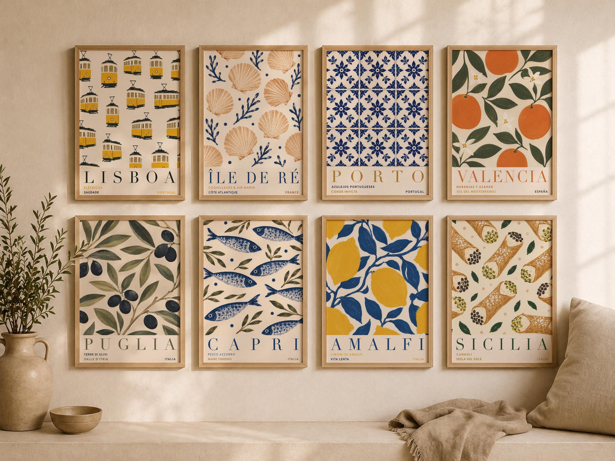 Capri Italy Fish Print | Hand-Painted Mediterranean Coastal Wall Art | Framed or Unframed