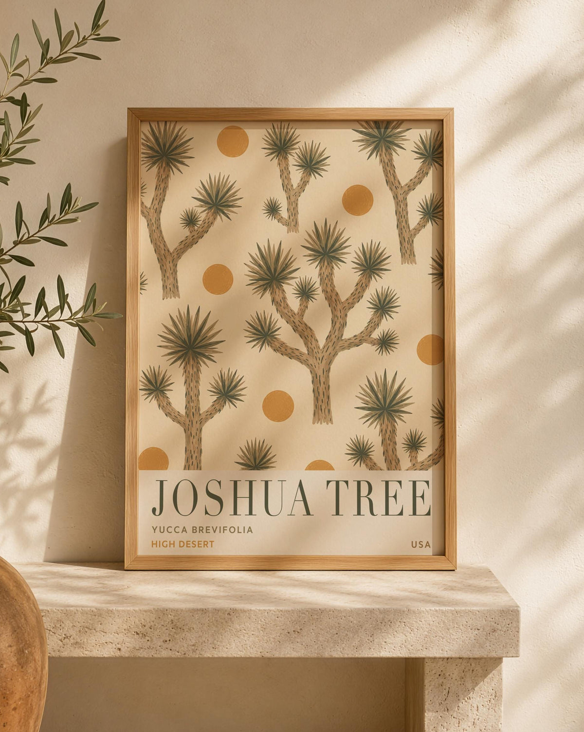 Joshua Tree Print | Desert Modern Wall Art, California Travel Poster | Framed or Unframed