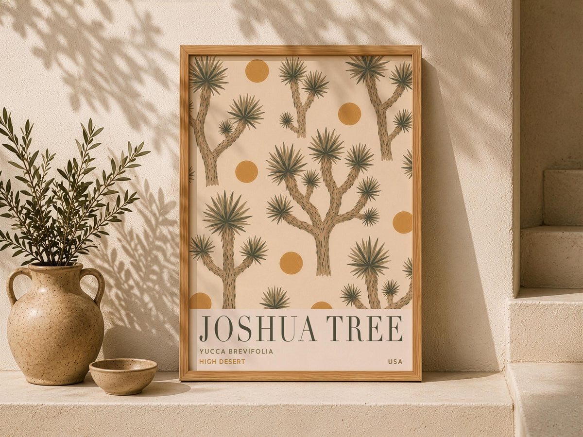 Joshua Tree Print | Desert Modern Wall Art, California Travel Poster | Framed or Unframed