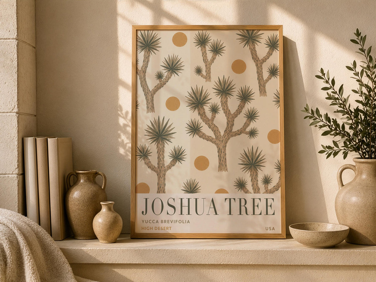 Joshua Tree Print | Desert Modern Wall Art, California Travel Poster | Framed or Unframed