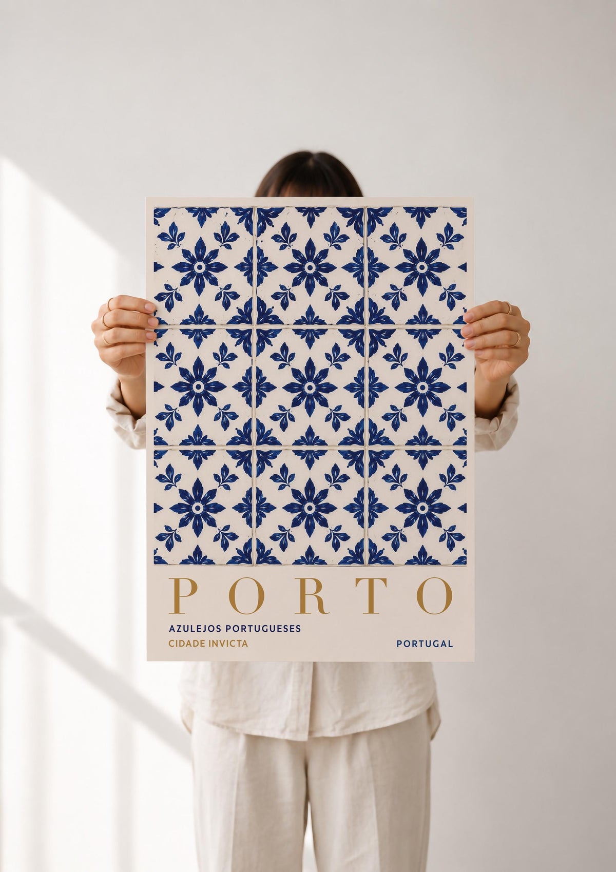 Porto Azulejo Tile Print | Portuguese Coastal Travel Poster | Framed or Unframed