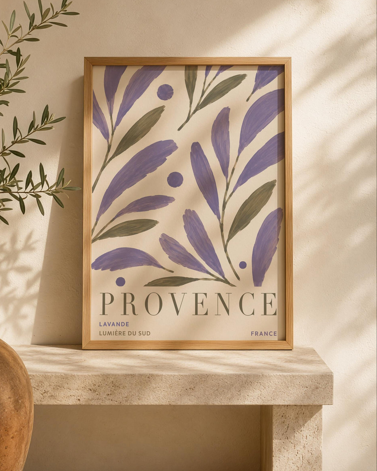 Provence Lavender Print | Hand-Painted Botanical Wall Art, French Countryside Illustration | Framed or Unframed
