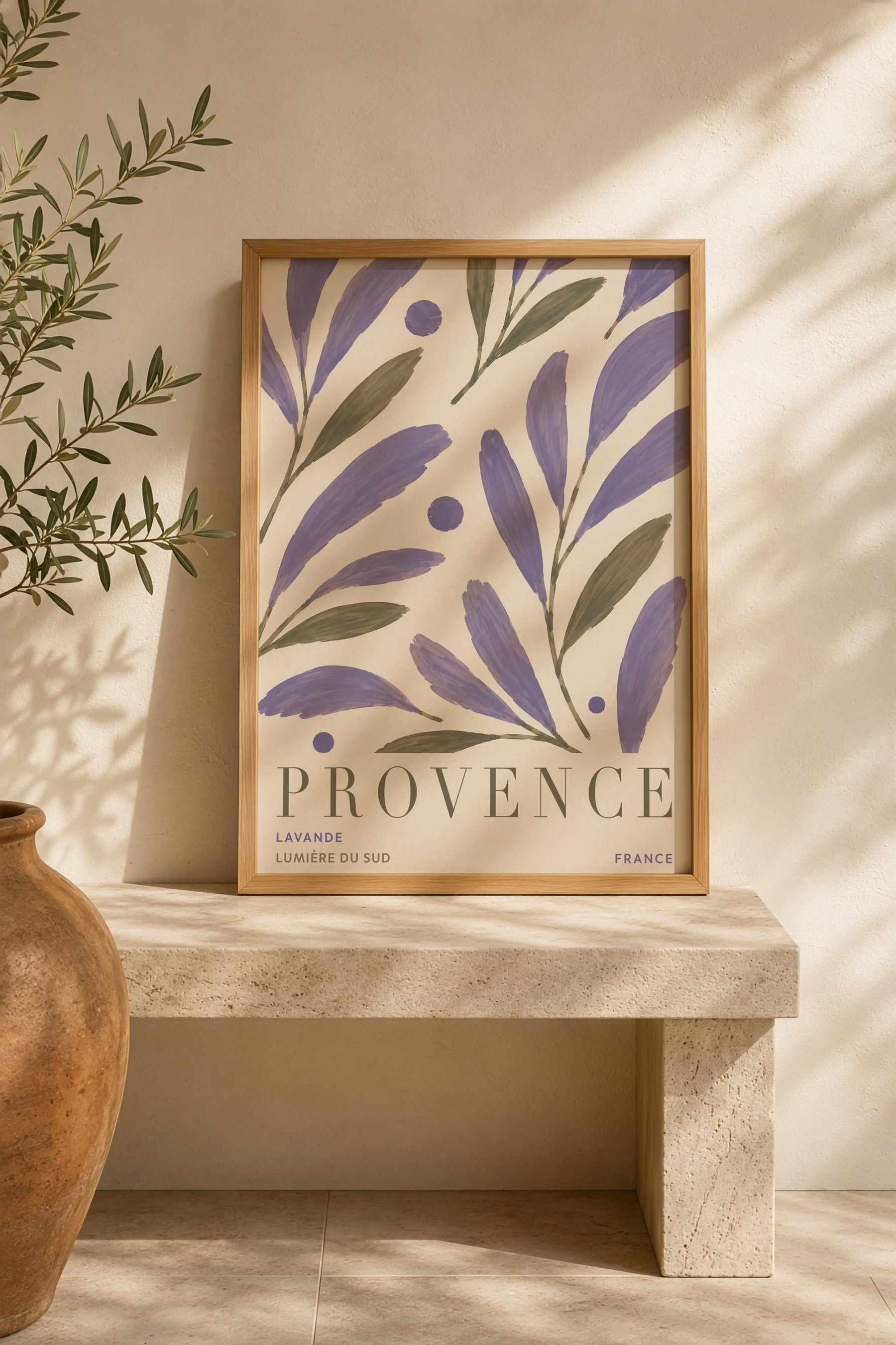 Provence Lavender Print | Hand-Painted Botanical Wall Art, French Countryside Illustration | Framed or Unframed