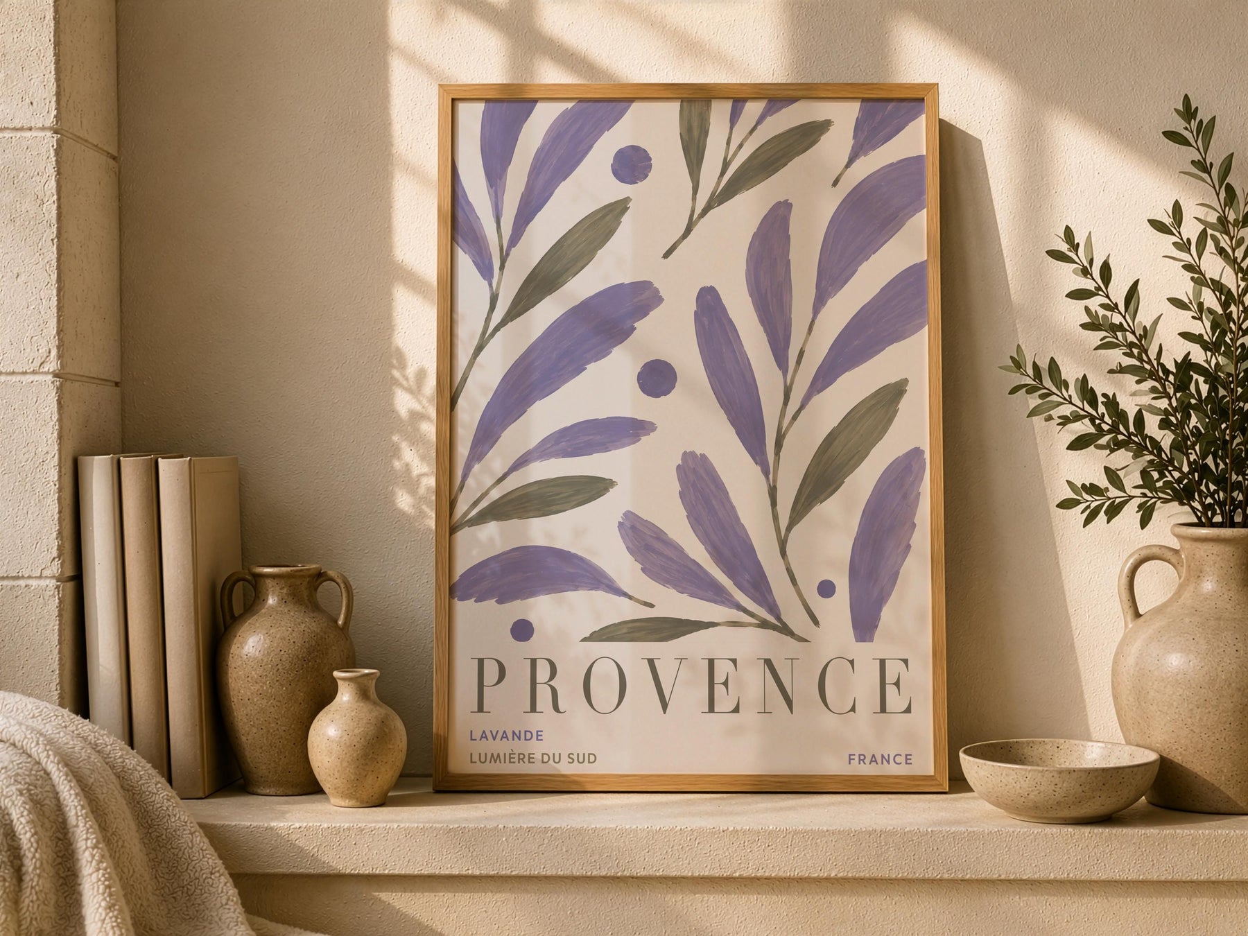 Provence Lavender Print | Hand-Painted Botanical Wall Art, French Countryside Illustration | Framed or Unframed