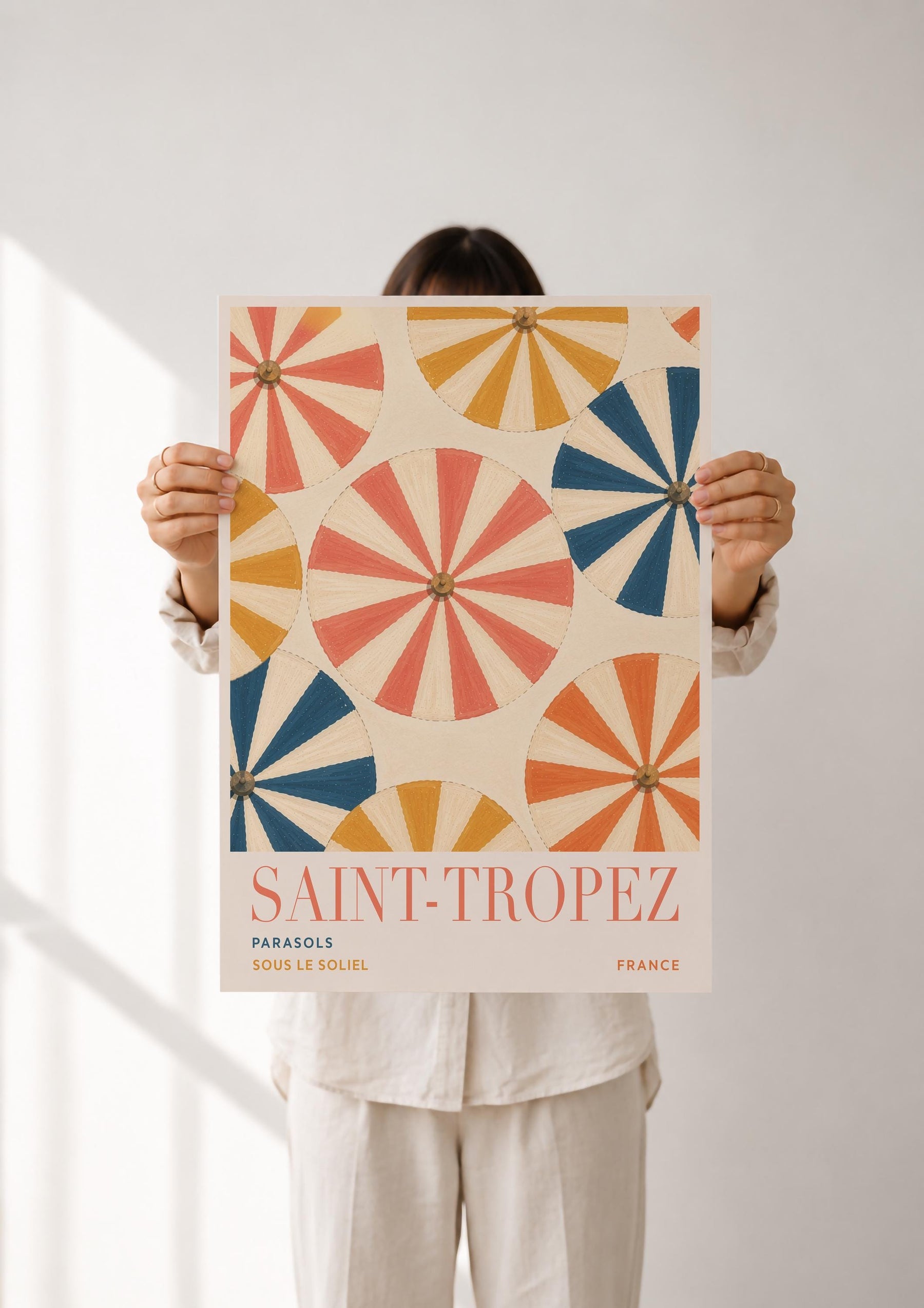 Saint-Tropez Print | French Riviera Beach Parasol Wall Art | Framed or Unframed