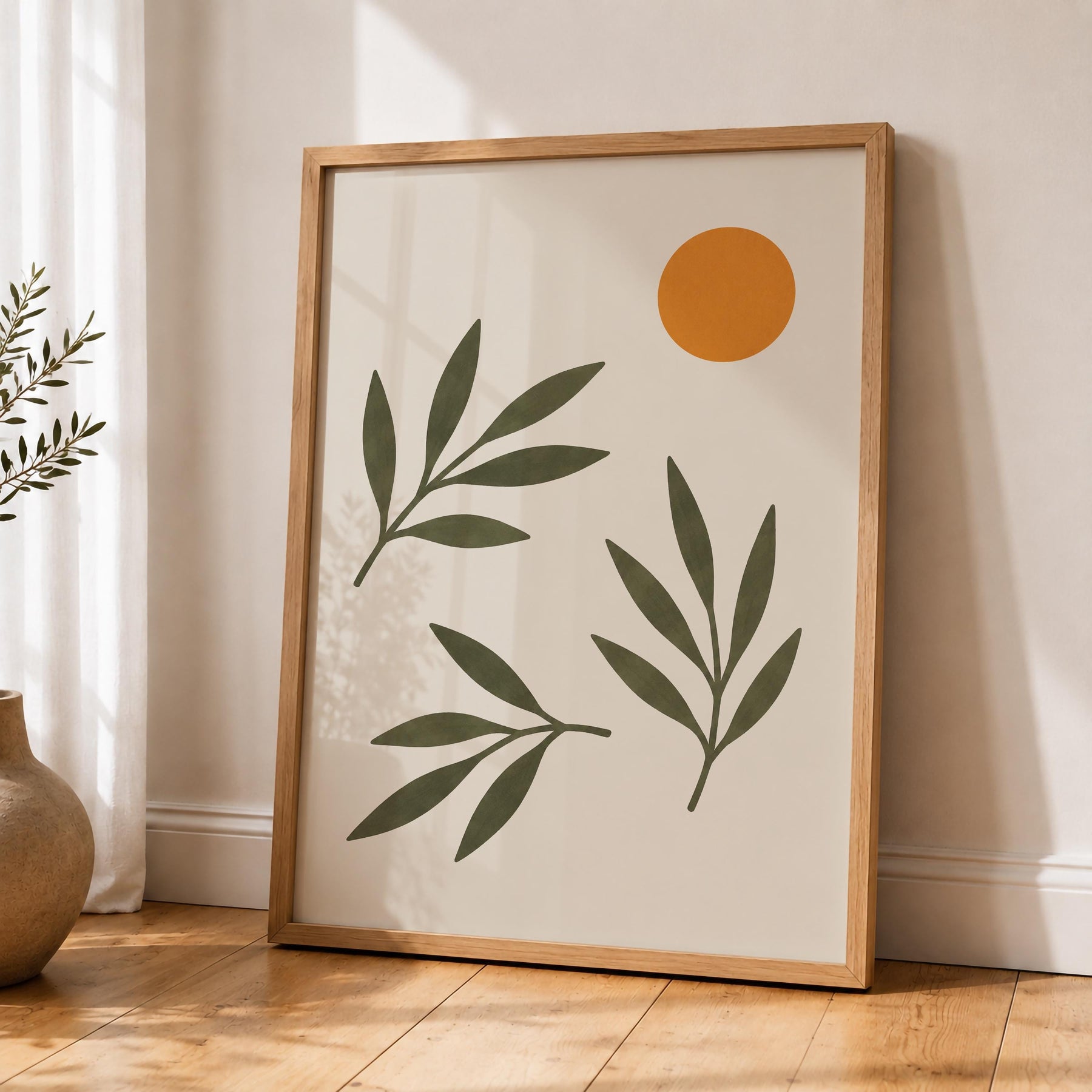 Oasis Olive Branch Print | Hand-Painted Botanical Art, Mediterranean Wall Decor | Framed or Unframed