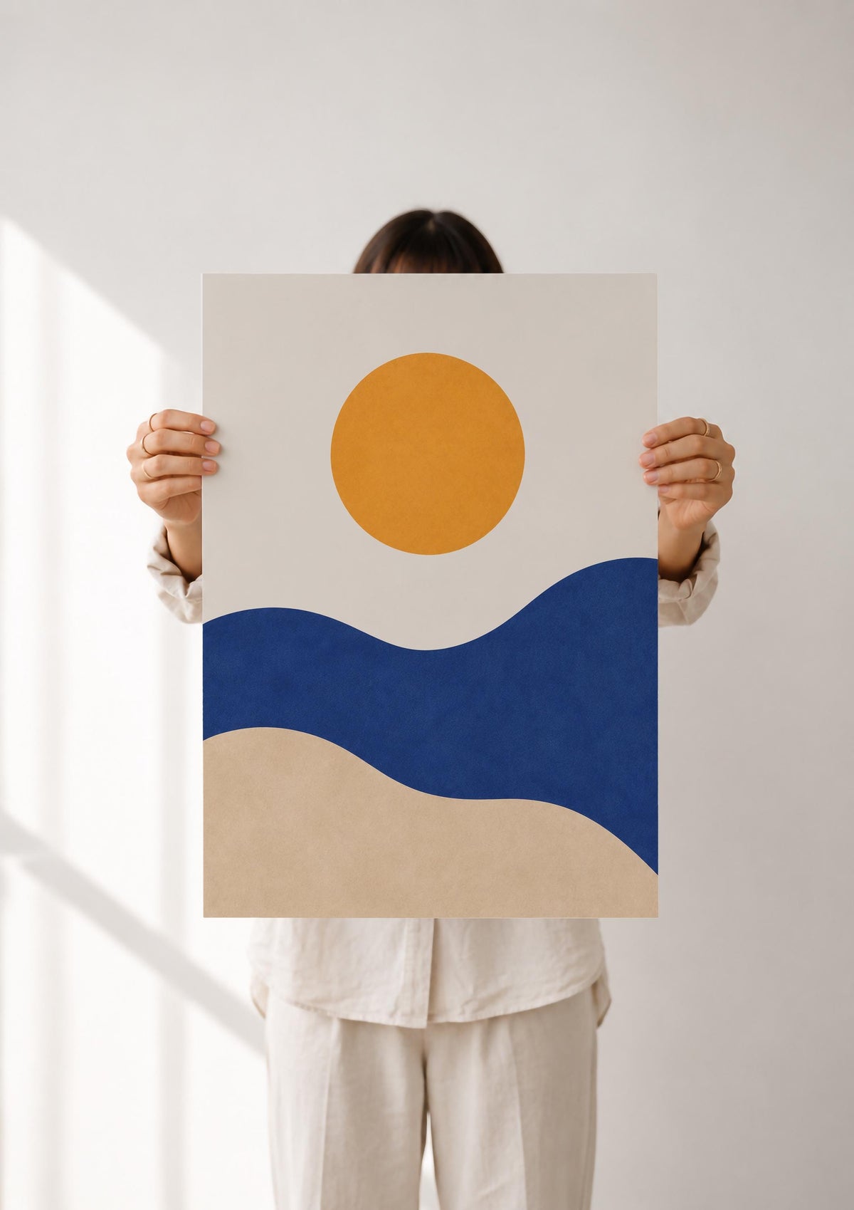 Coastal Dunes Abstract Art Print | Minimalist Mediterranean Sun Sea Wall Decor | Framed or Unframed