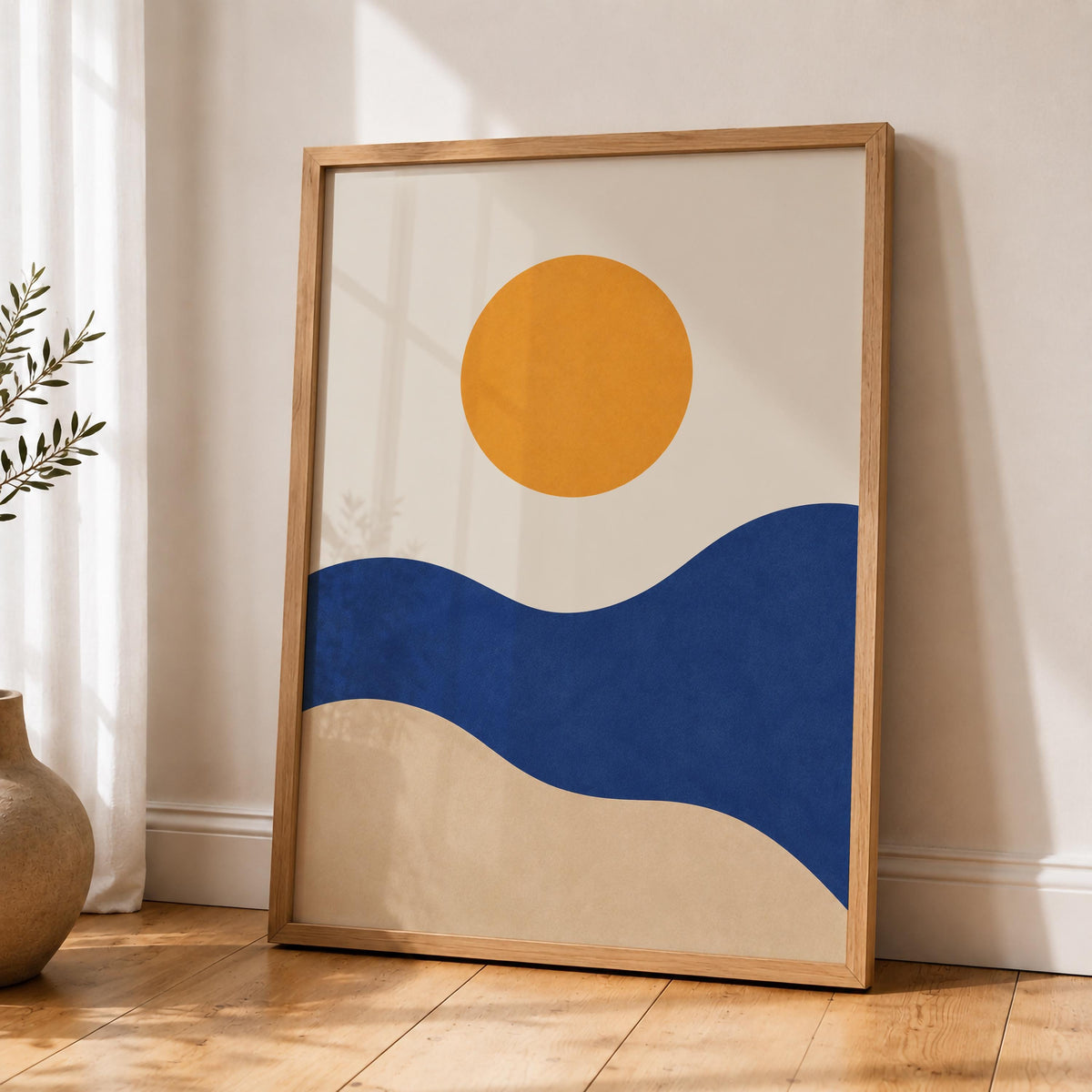 Coastal Dunes Abstract Art Print | Minimalist Mediterranean Sun Sea Wall Decor | Framed or Unframed