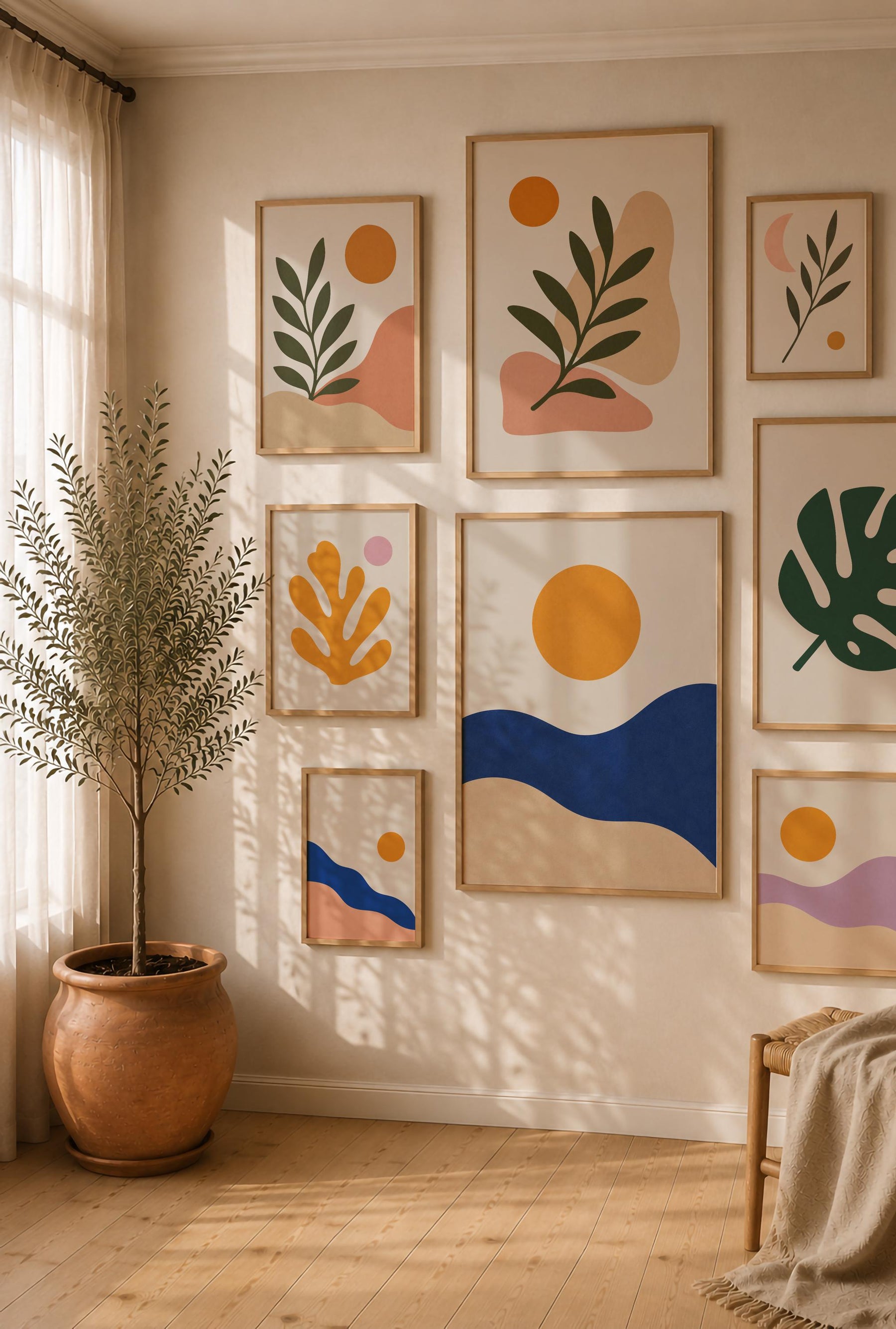 Solstice Abstract Landscape Print | Minimalist Sun Wall Art, Mediterranean Decor | Framed or Unframed