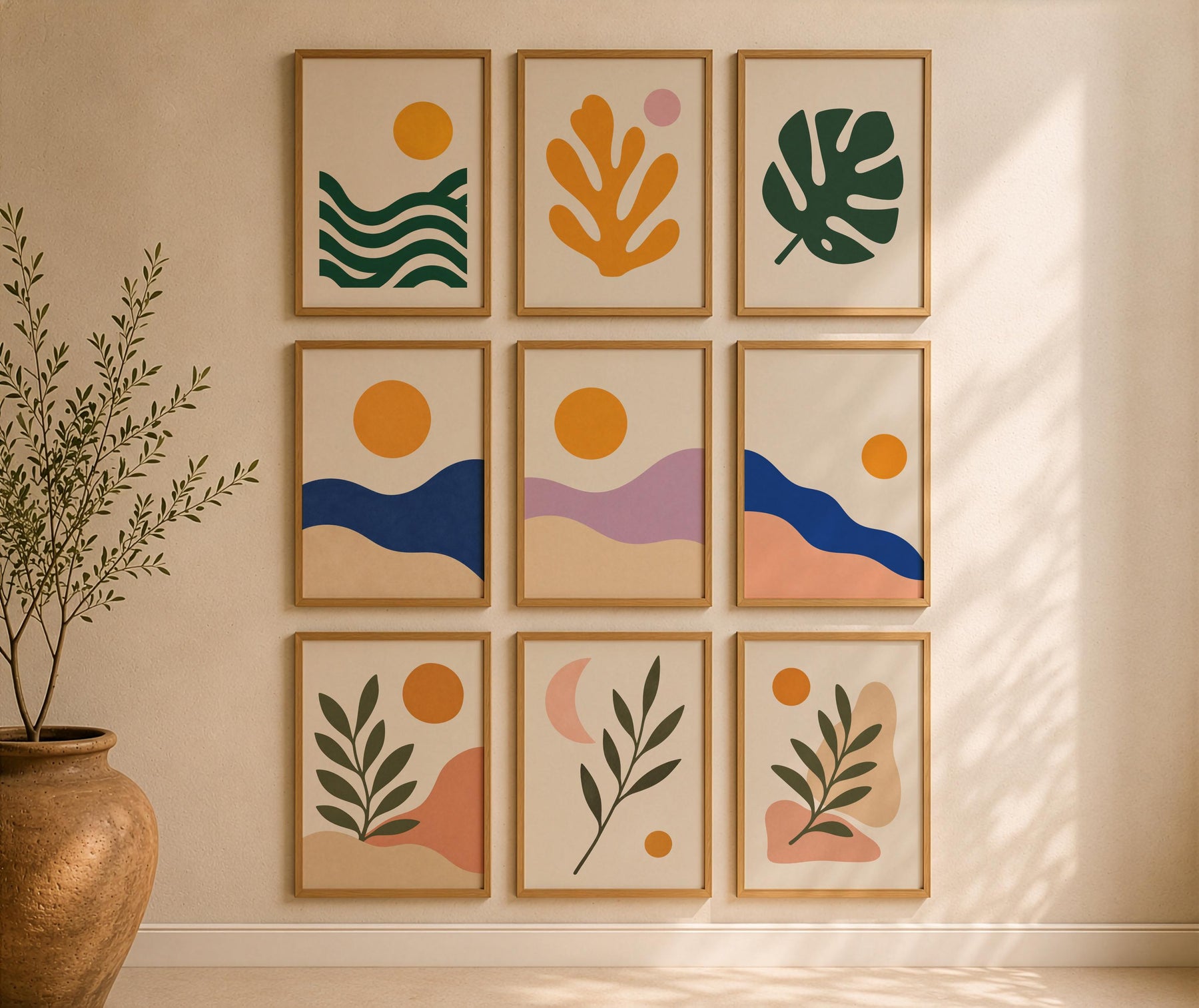 Solstice Abstract Landscape Print | Minimalist Sun Wall Art, Mediterranean Decor | Framed or Unframed