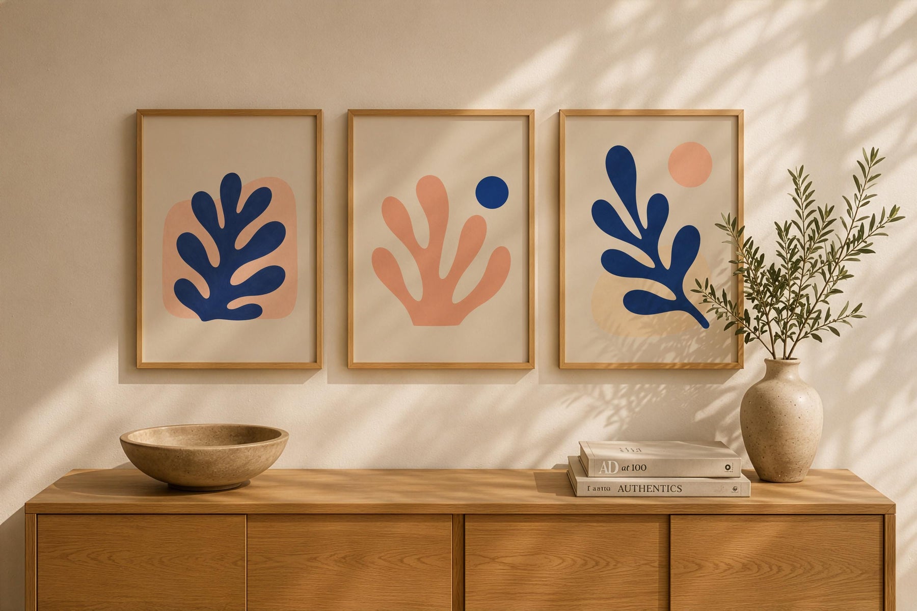 Folia Abstract Botanical Print | Cobalt Blue, Scandinavian Decor | Framed or Unframed