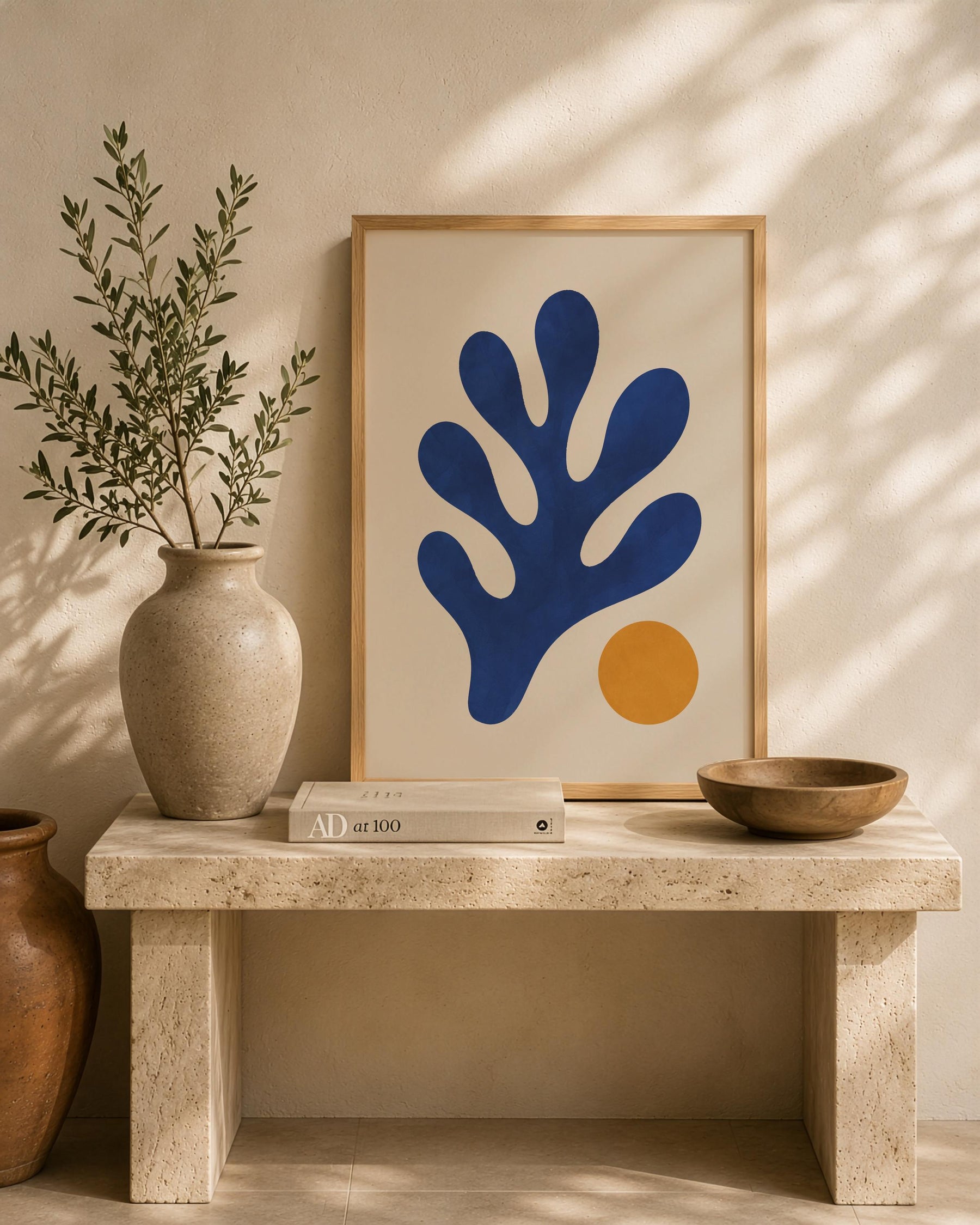 Tide Abstract Blue Coral Print | Matisse Inspired Coastal Wall Art | Framed or Unframed