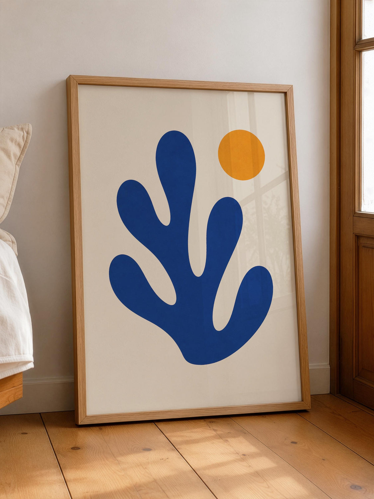 Drift Abstract Blue Coral Print | Matisse Inspired Modern Coastal Wall Art | Framed or Unframed